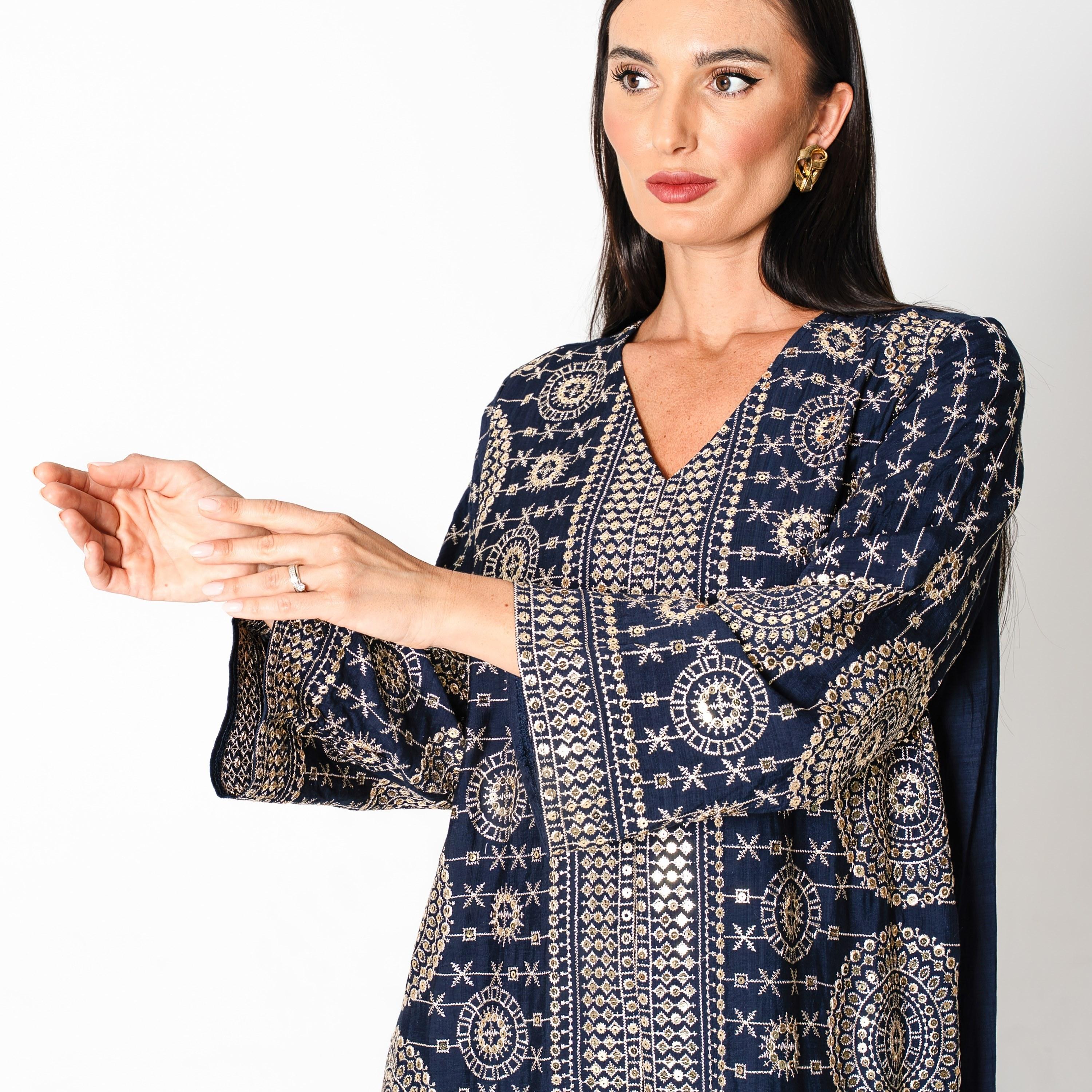 جلابية سهرة نسائية مطرزة ومطرزة بالترتر بأكمام واسعة من إككسا-women-arabicclothing-jalabiyas-image-12