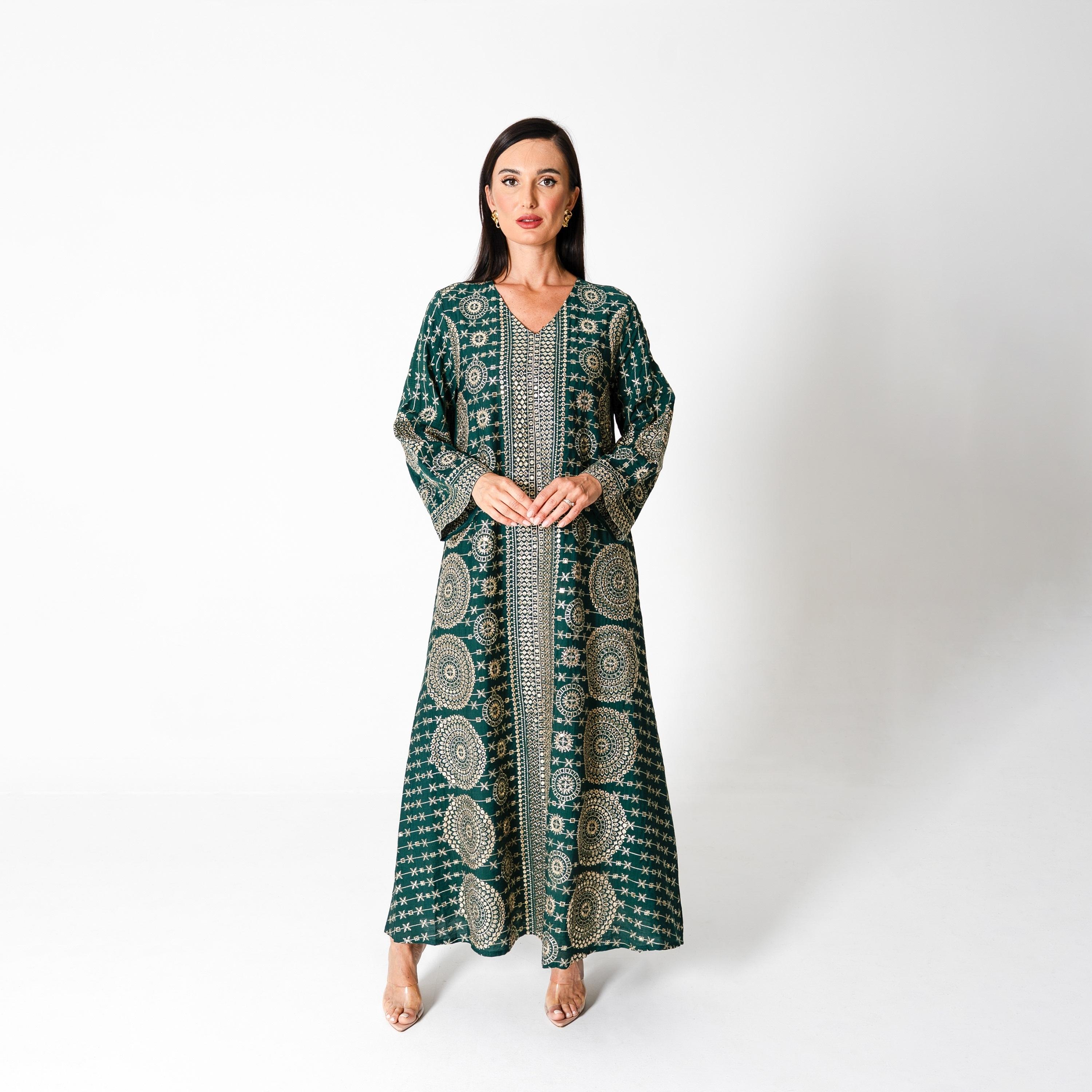IKKXA Embroidered & Sequined Wide Sleeves Women's Evening Jalabiya-women-arabicclothing-jalabiyas-image-1