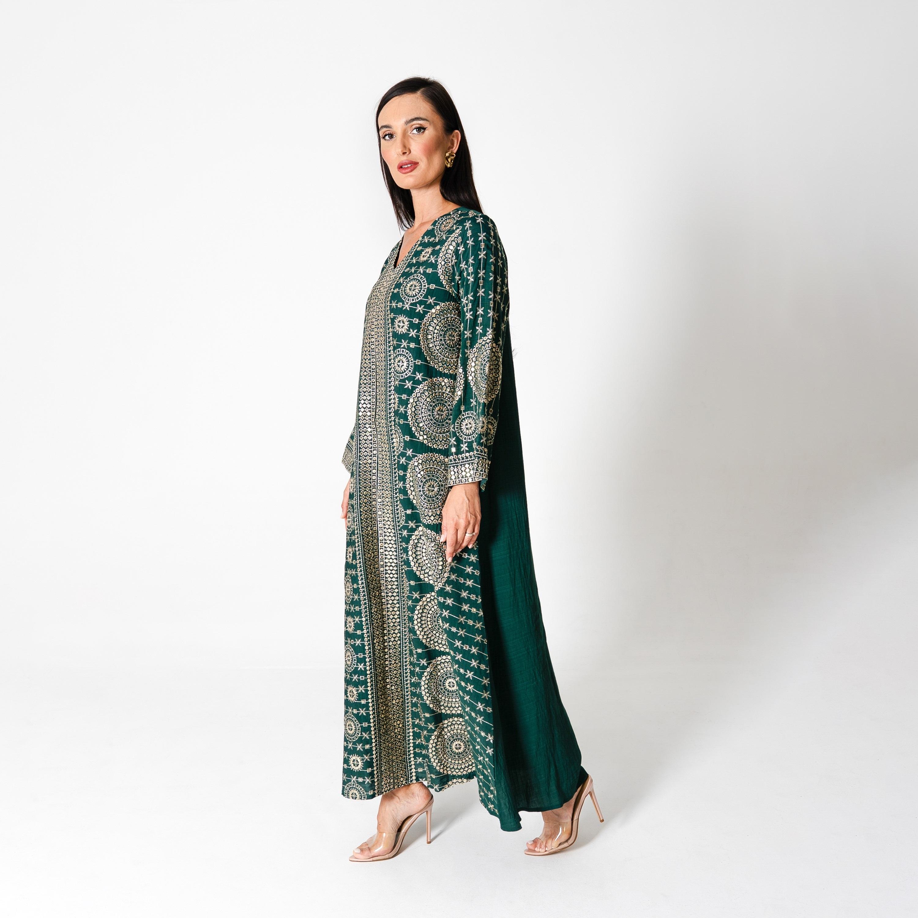 IKKXA Embroidered & Sequined Wide Sleeves Women's Evening Jalabiya-women-arabicclothing-jalabiyas-image-4