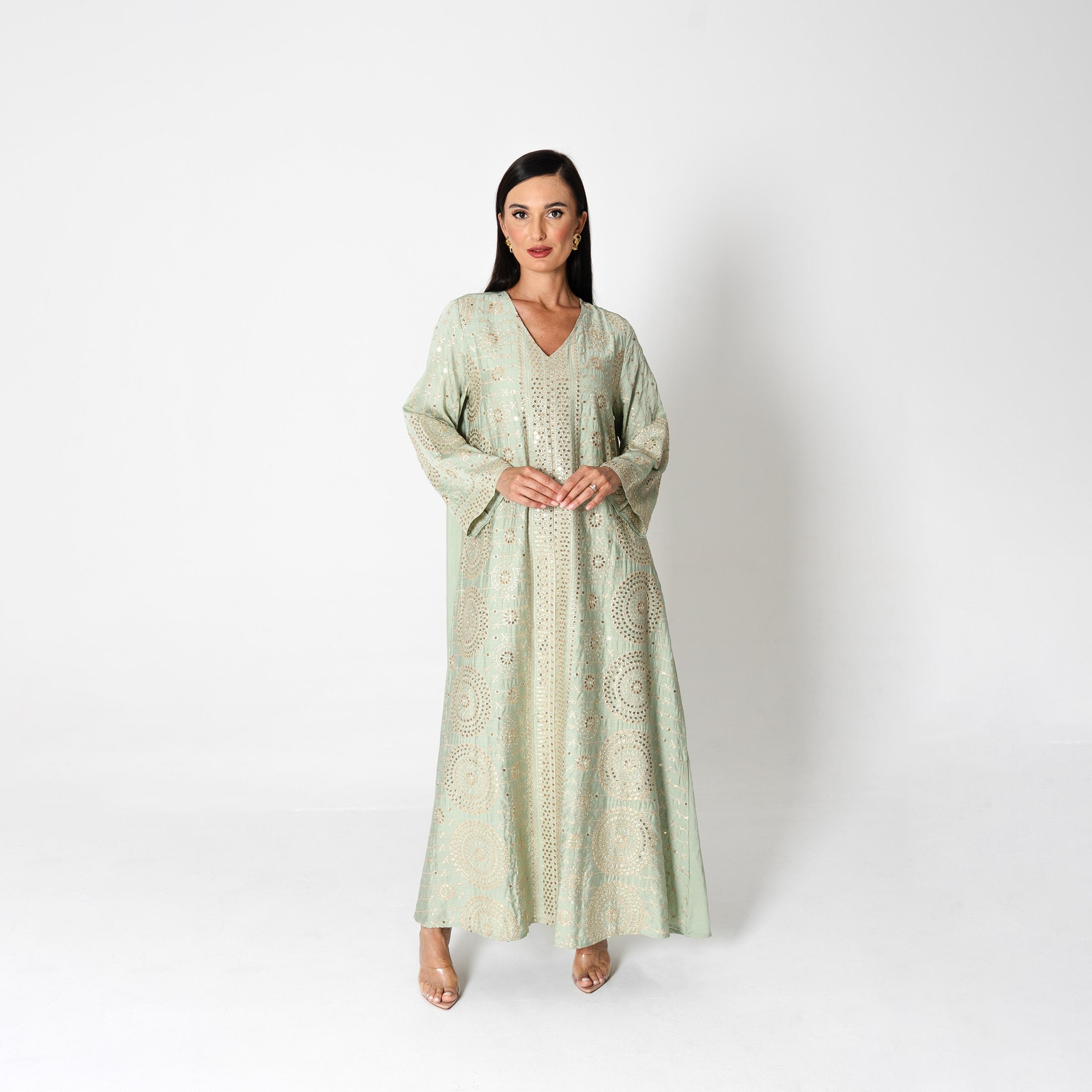 جلابية سهرة نسائية مطرزة ومطرزة بالترتر بأكمام واسعة من إككسا-women-arabicclothing-jalabiyas-image-1