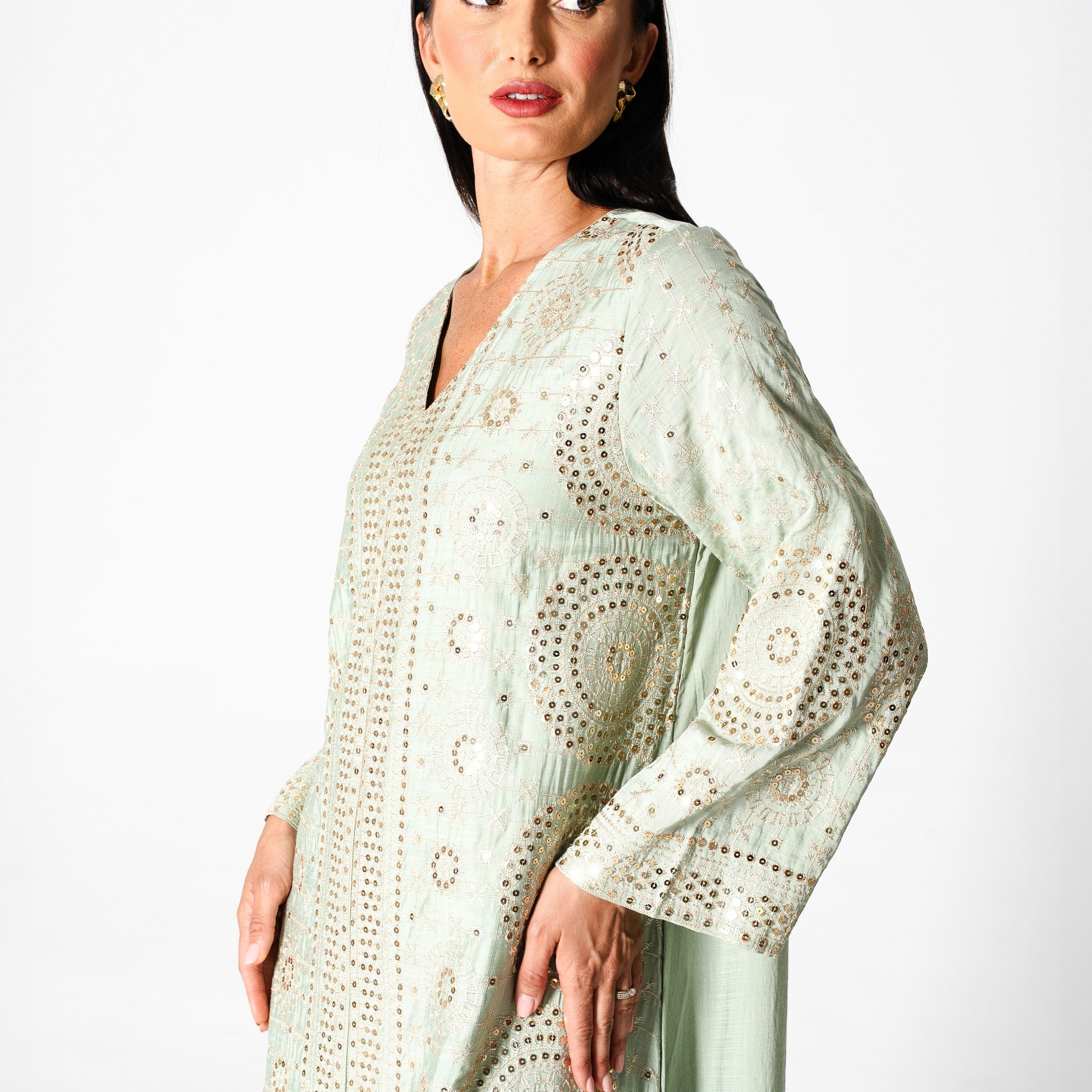 جلابية سهرة نسائية مطرزة ومطرزة بالترتر بأكمام واسعة من إككسا-women-arabicclothing-jalabiyas-image-2