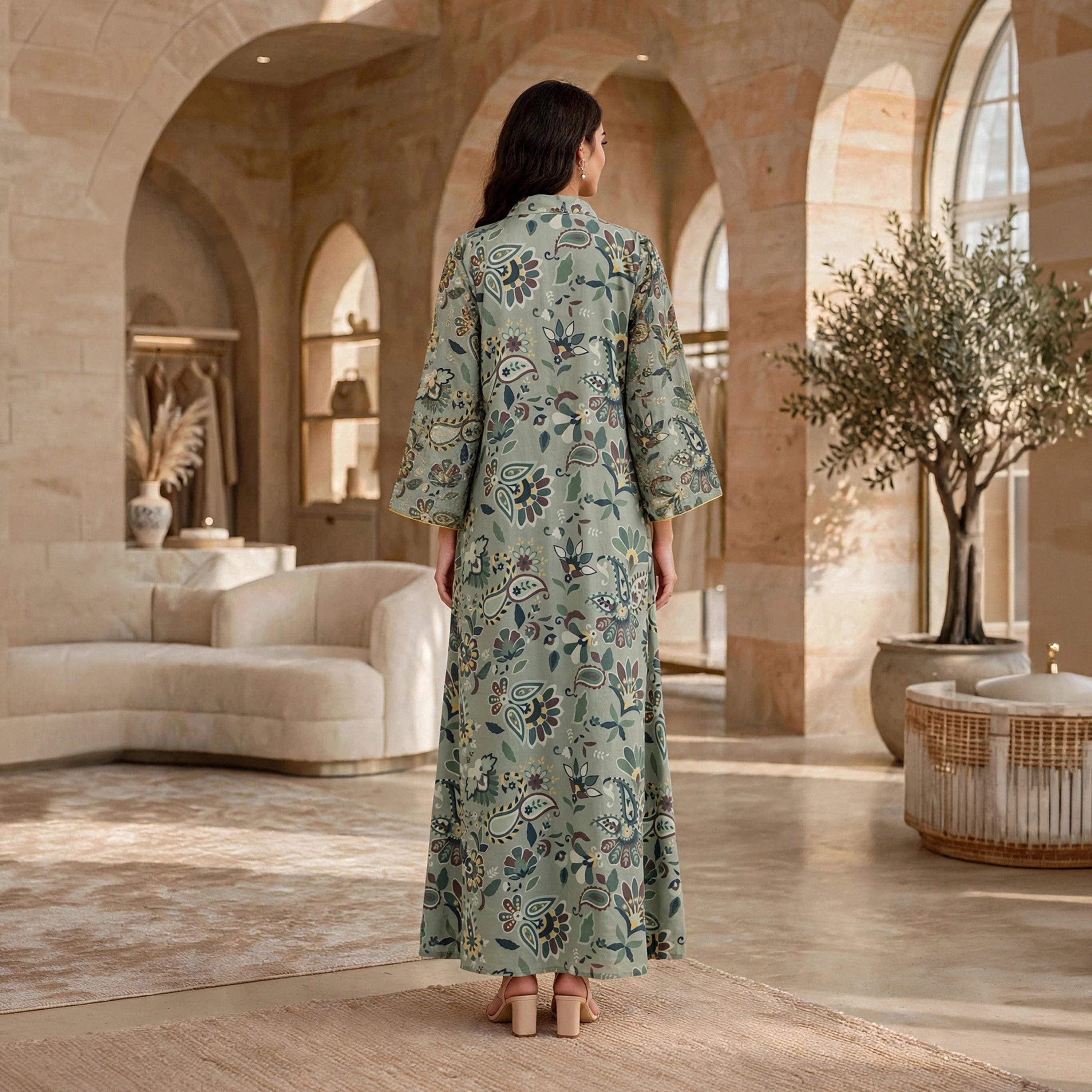 IKKXA Floral Embellished Flared Sleeves Women's Jalabiya-women-arabicclothing-jalabiyas-image-5