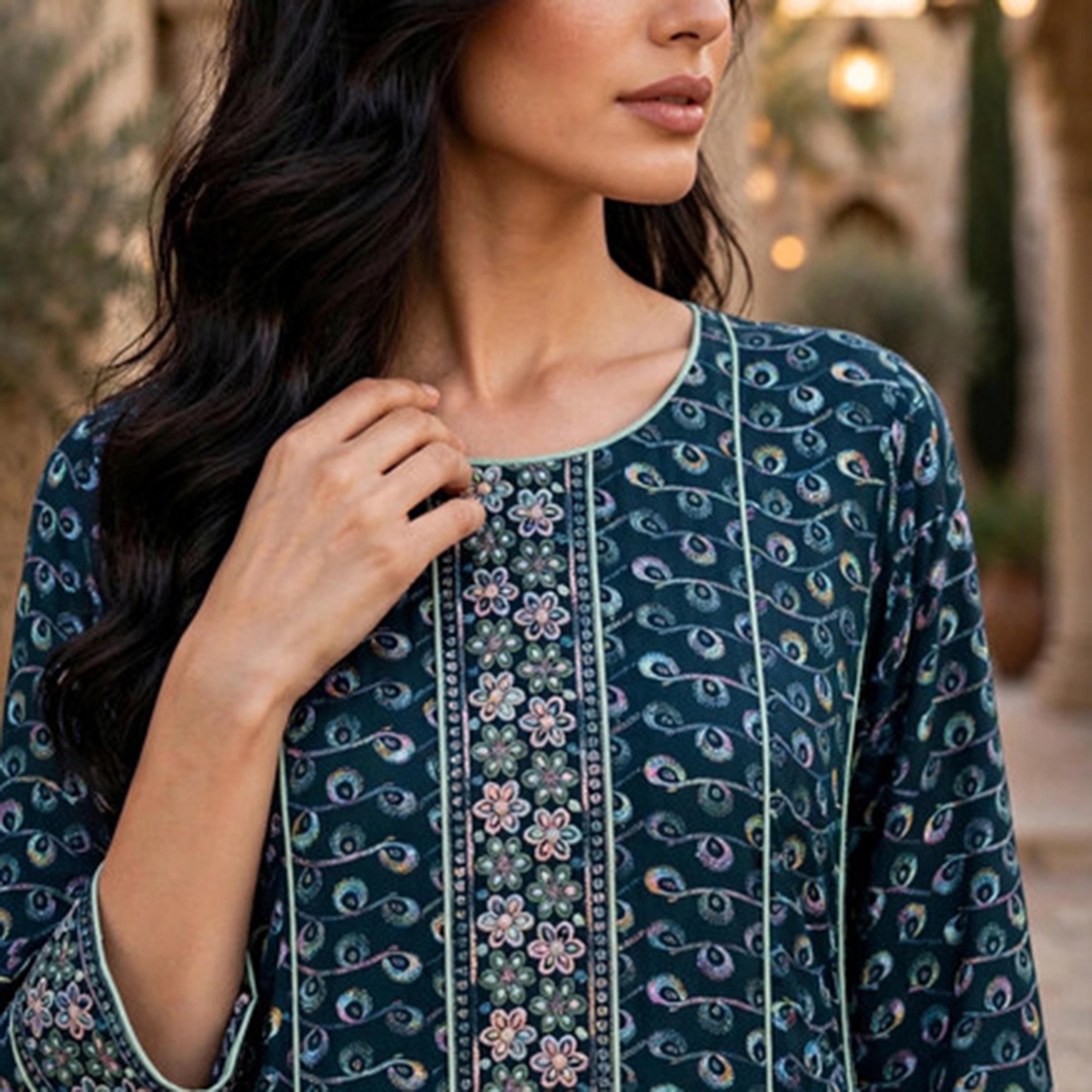 IKKXA Geometric Embroidered Women's Jalabiya-women-clothing-dresses-image-2