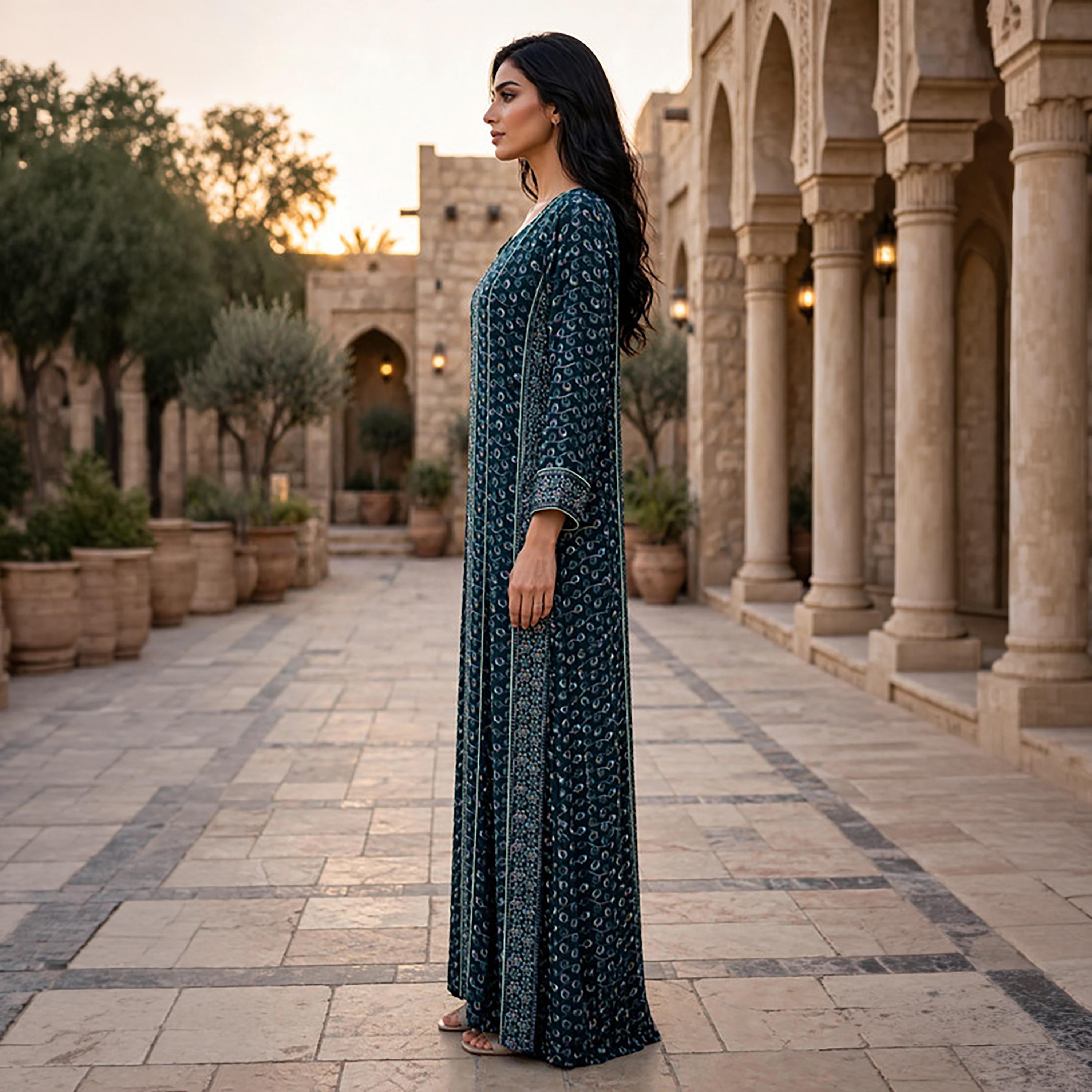 IKKXA Geometric Embroidered Women's Jalabiya-women-clothing-dresses-image-3