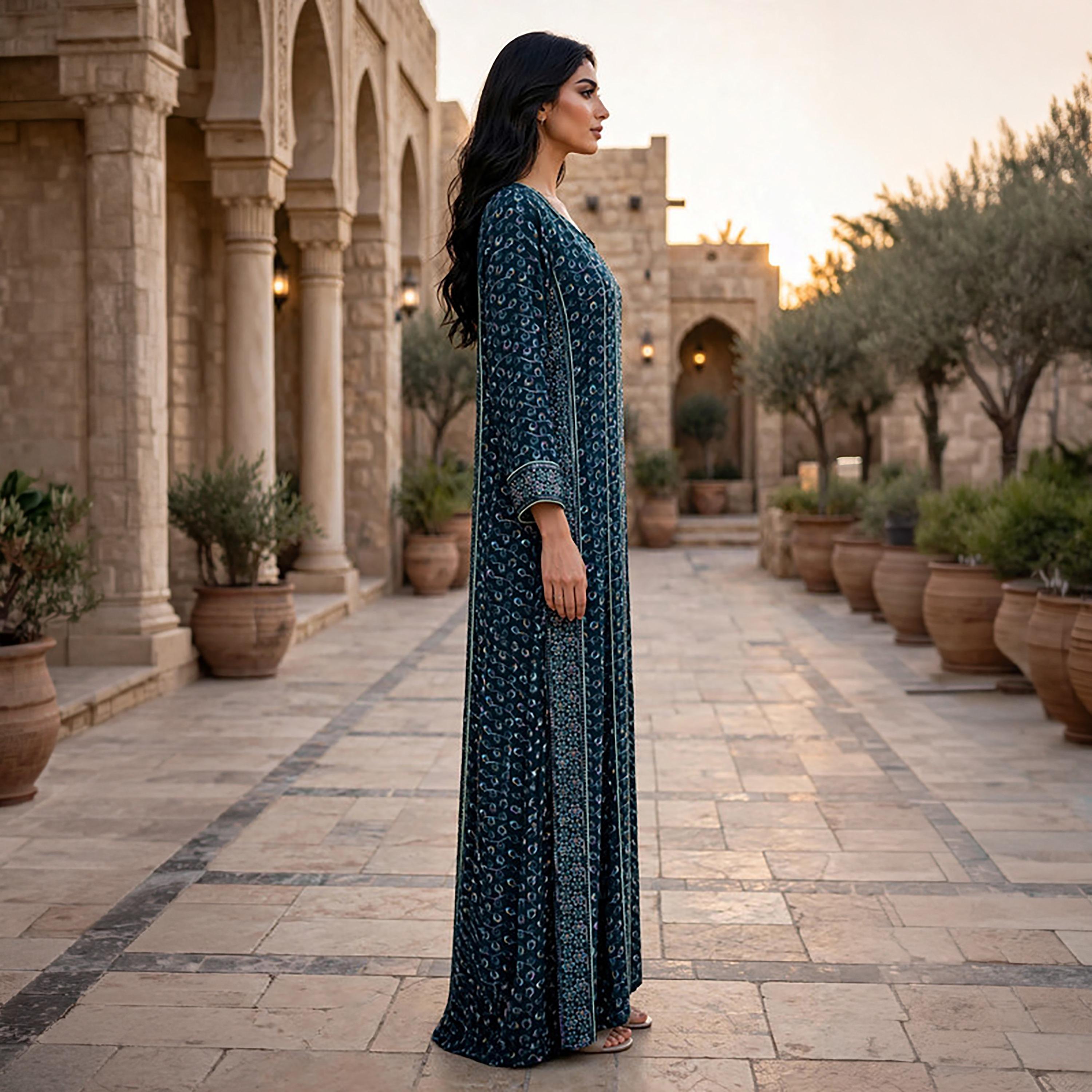 IKKXA Geometric Embroidered Women's Jalabiya-women-clothing-dresses-image-4