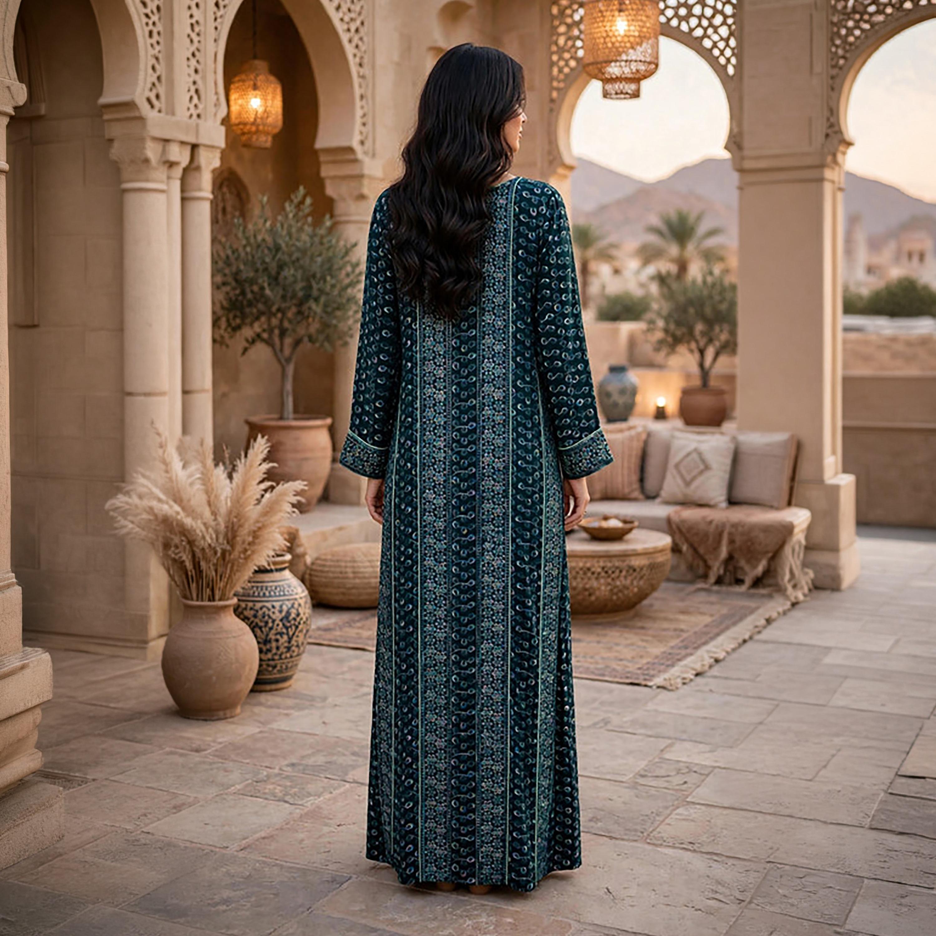 IKKXA Geometric Embroidered Women's Jalabiya-women-clothing-dresses-image-5