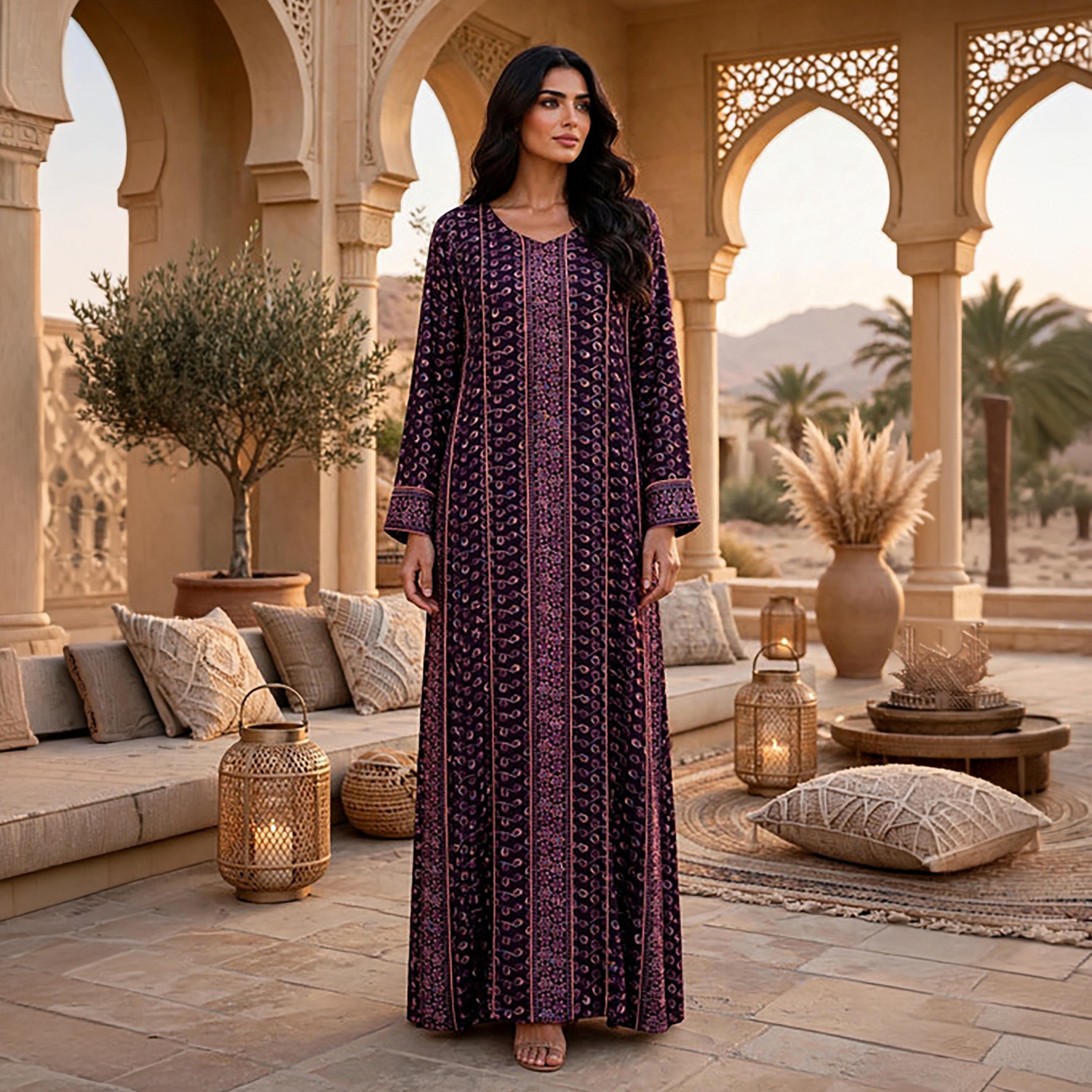 IKKXA Geometric Embroidered Women's Jalabiya-women-clothing-dresses-image-6