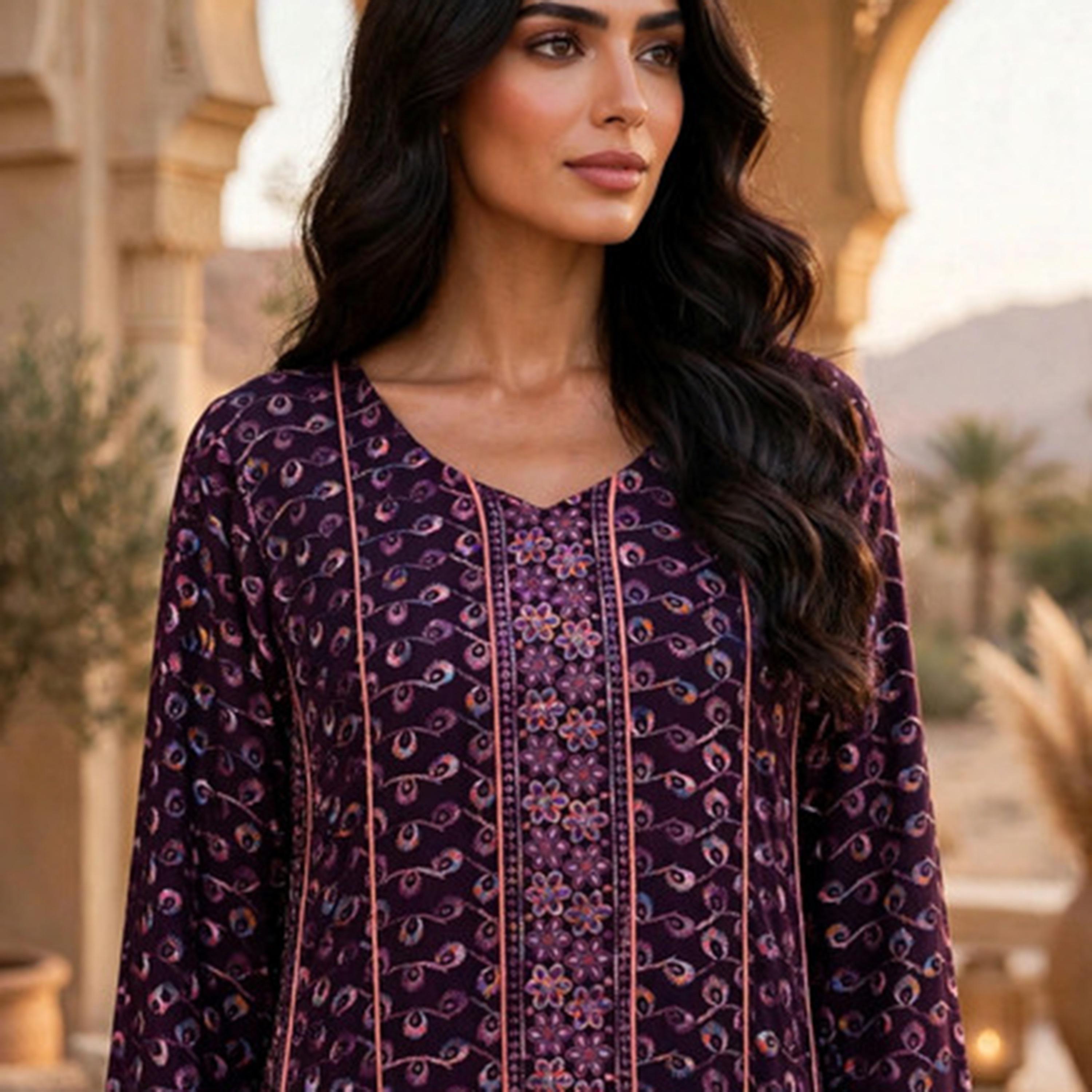 IKKXA Geometric Embroidered Women's Jalabiya-women-clothing-dresses-image-2
