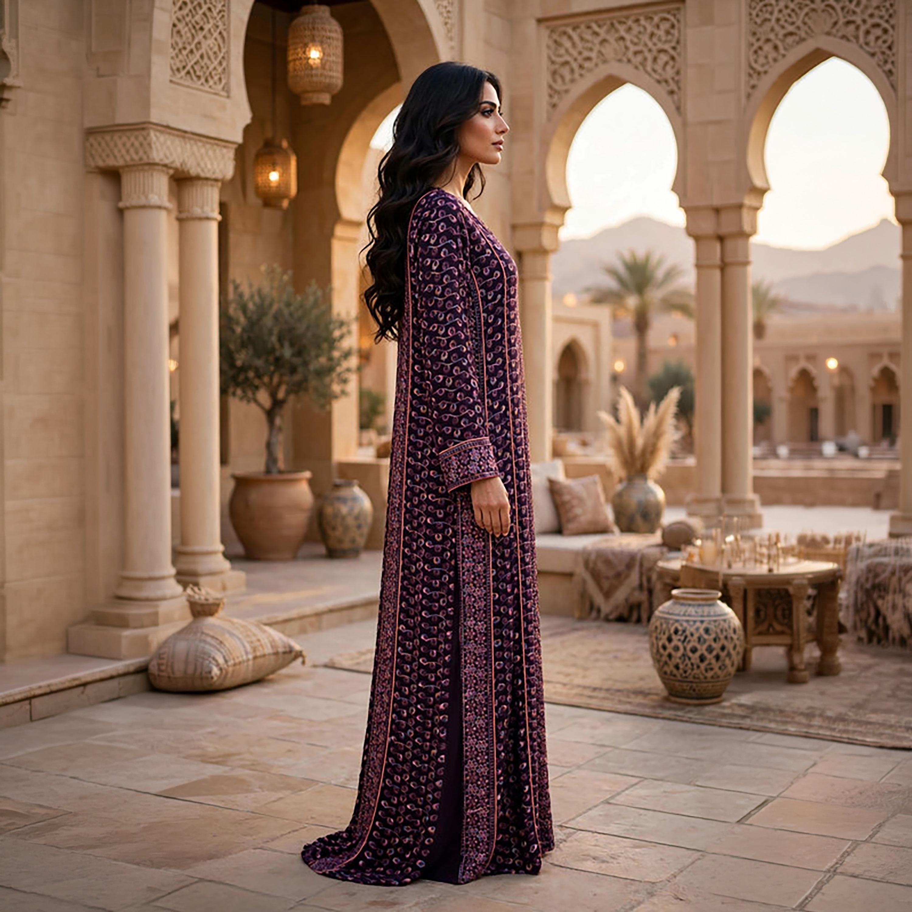 IKKXA Geometric Embroidered Women's Jalabiya-women-clothing-dresses-image-4