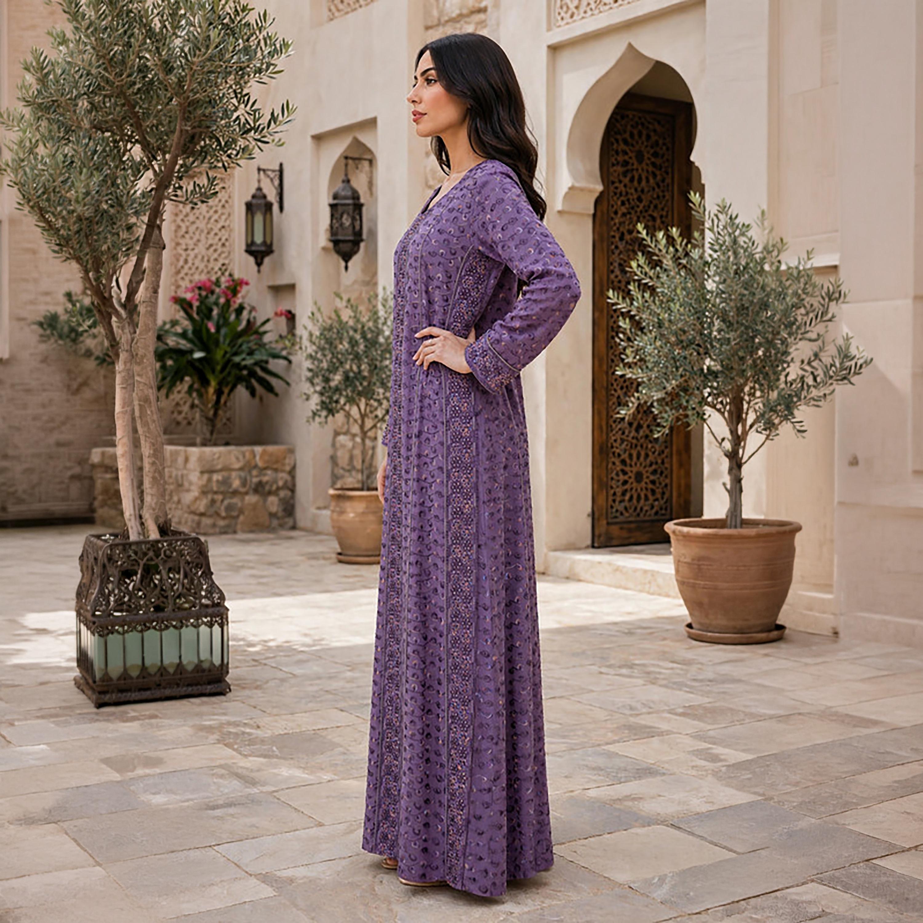 IKKXA Geometric Embroidered Women's Jalabiya-women-clothing-dresses-image-13