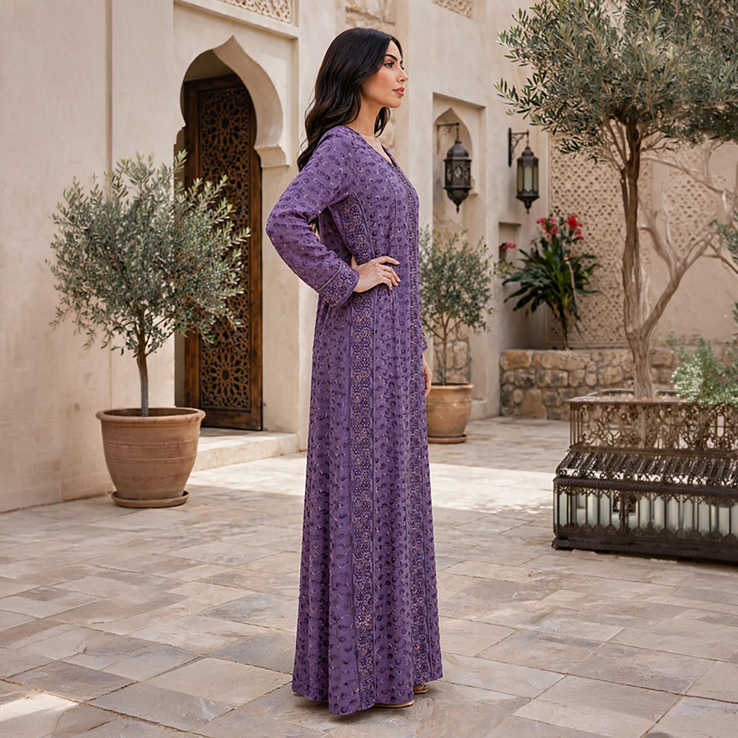 IKKXA Geometric Embroidered Women's Jalabiya-women-clothing-dresses-image-14