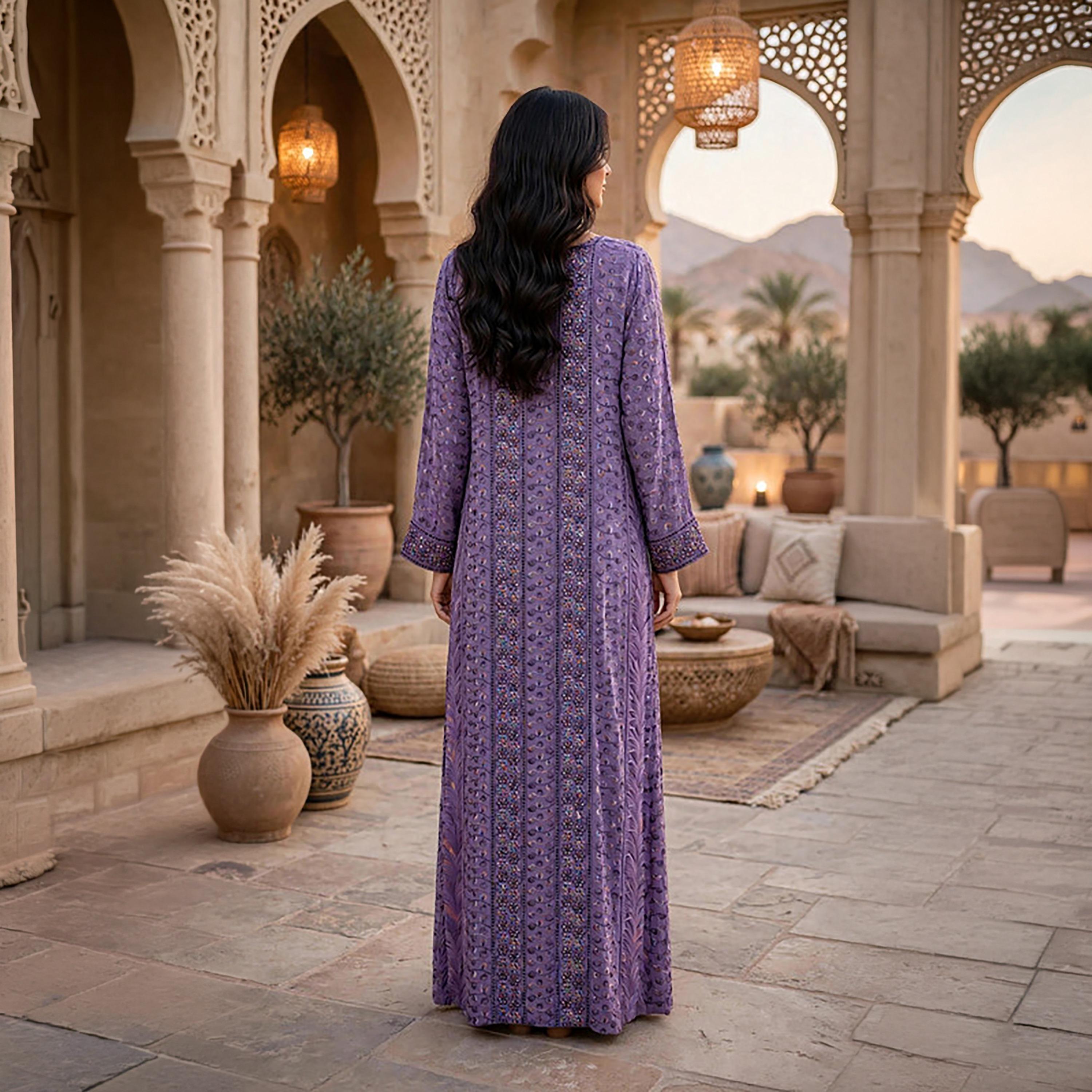 IKKXA Geometric Embroidered Women's Jalabiya-women-clothing-dresses-image-15
