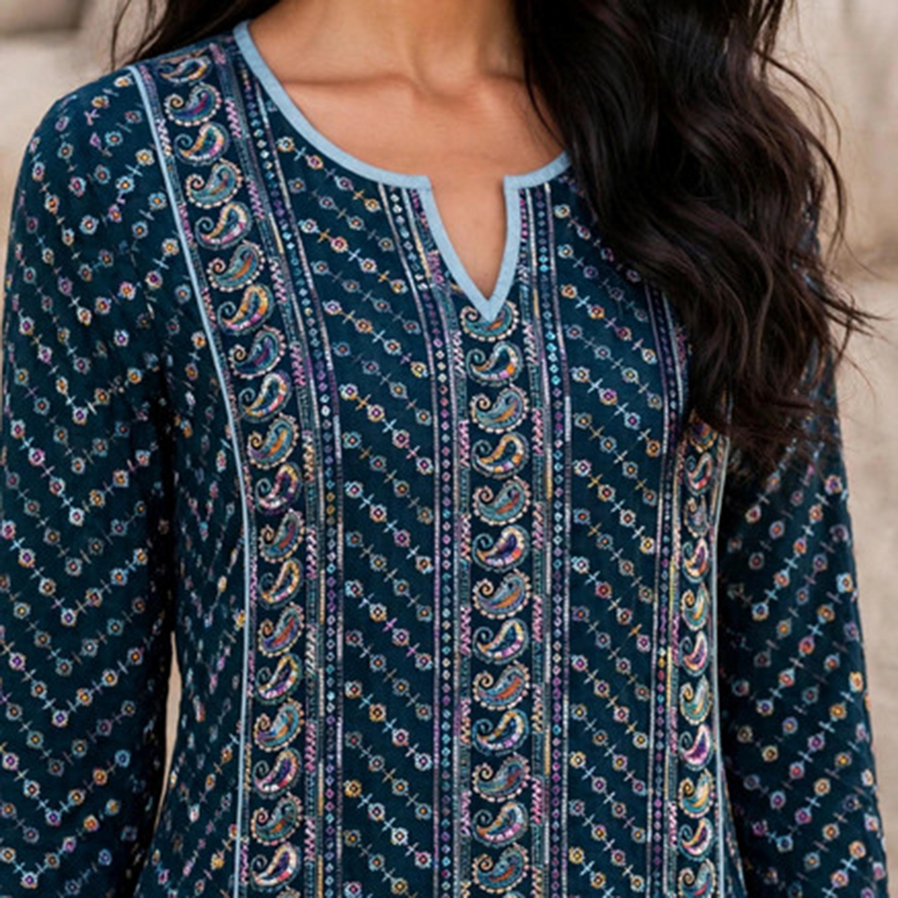 IKKXA Geometric Paisley Embroidered Women's Jalabiya-women-arabicclothing-jalabiyas-image-2
