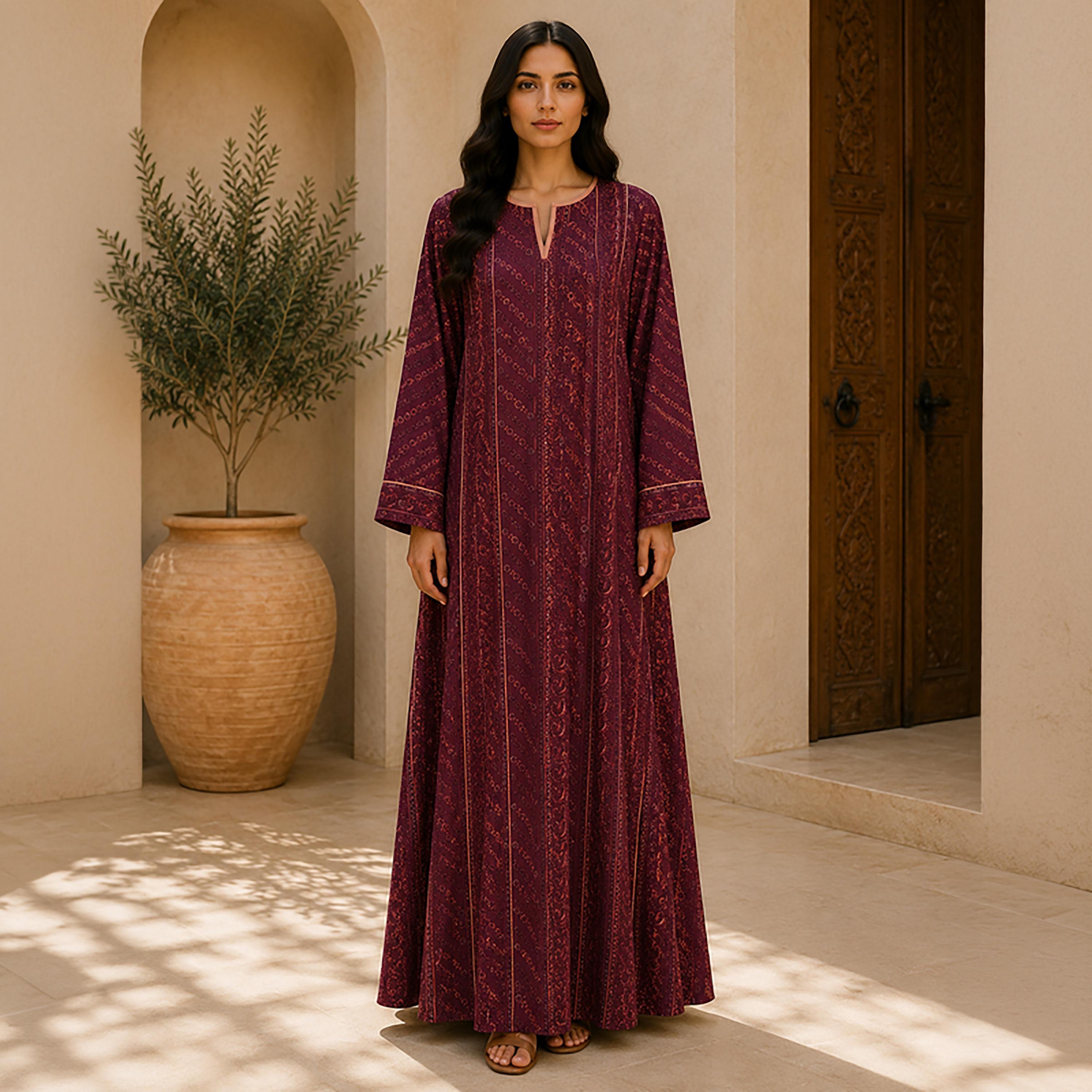 IKKXA Geometric Paisley Embroidered Women's Jalabiya-women-arabicclothing-jalabiyas-image-6