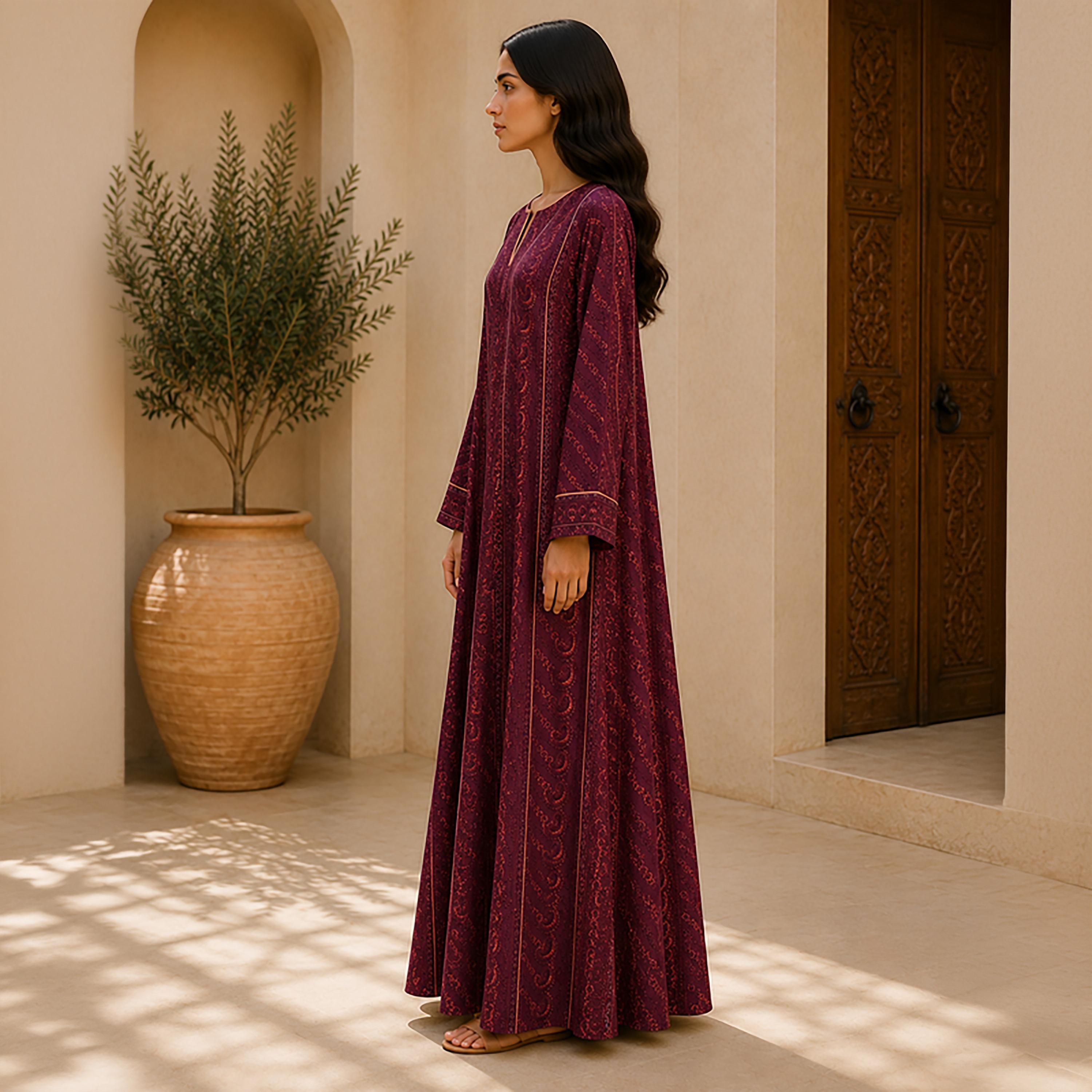 IKKXA Geometric Paisley Embroidered Women's Jalabiya-women-arabicclothing-jalabiyas-image-8