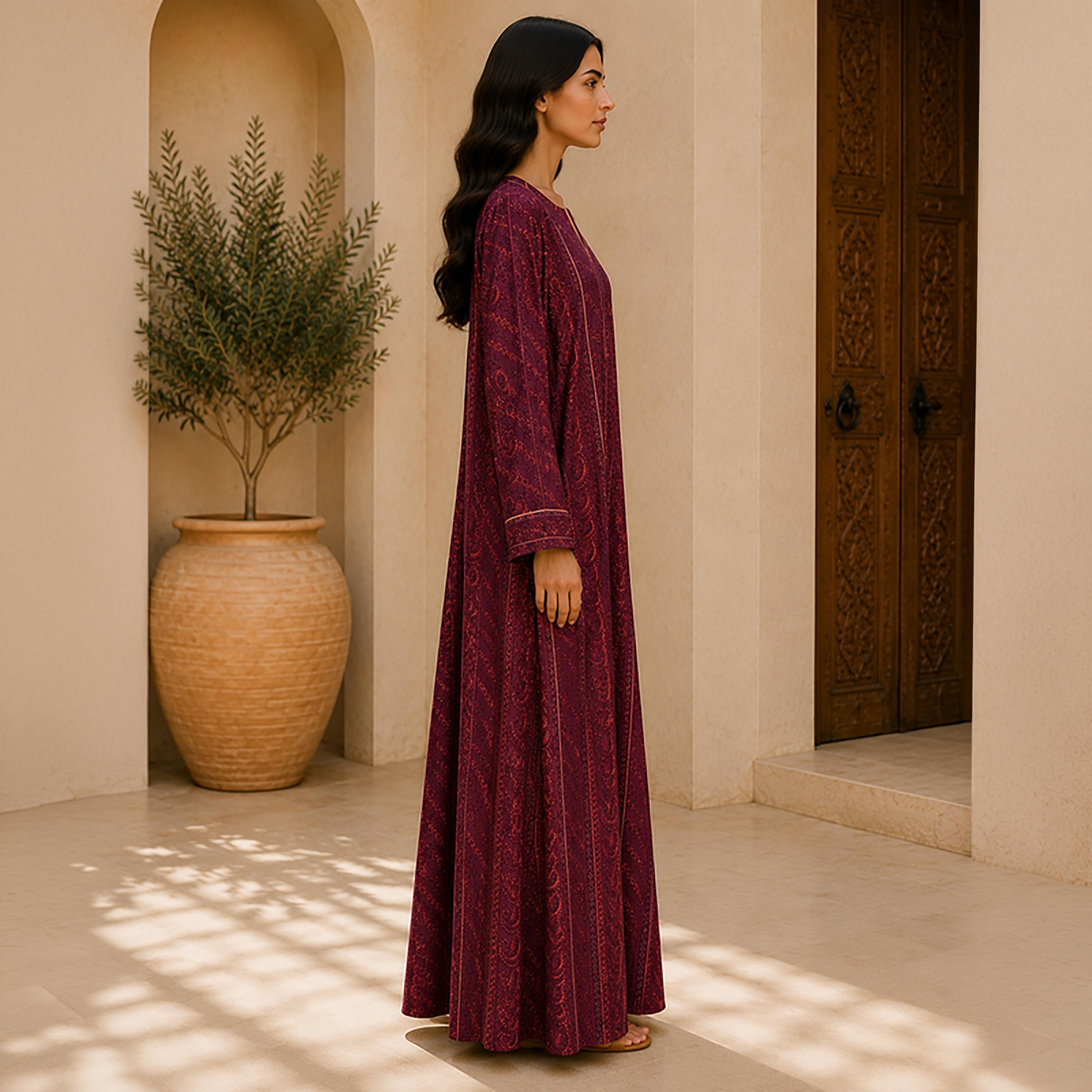 IKKXA Geometric Paisley Embroidered Women's Jalabiya-women-arabicclothing-jalabiyas-image-9