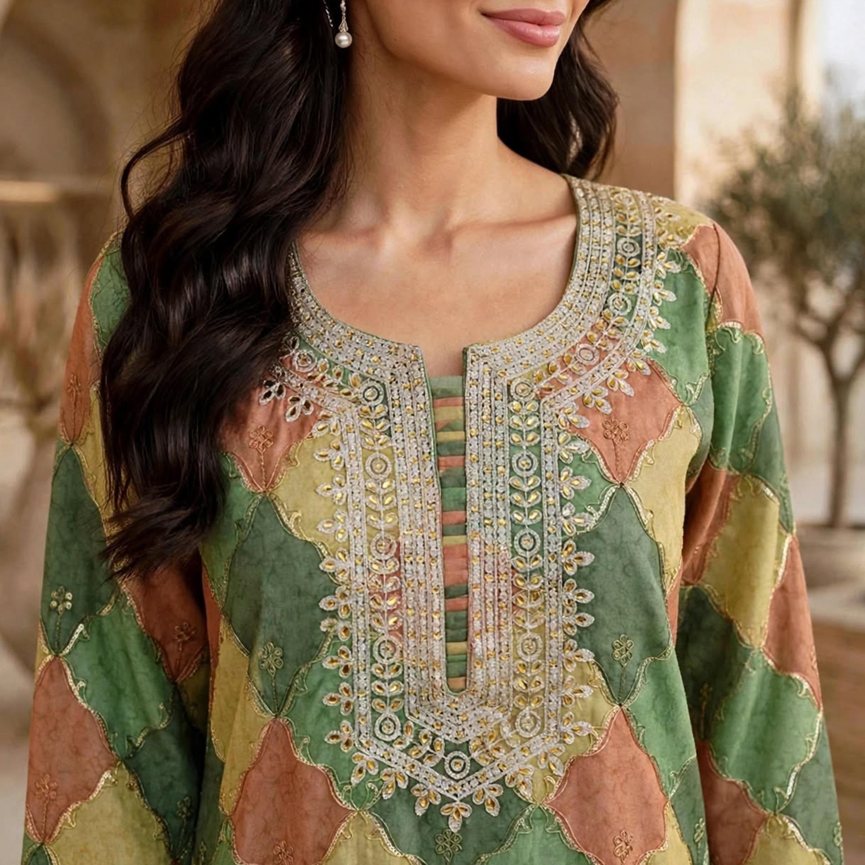 جلابية حريمي بطبعة هندسية وأكمام واسعة من إيكسا-women-arabicclothing-jalabiyas-image-2
