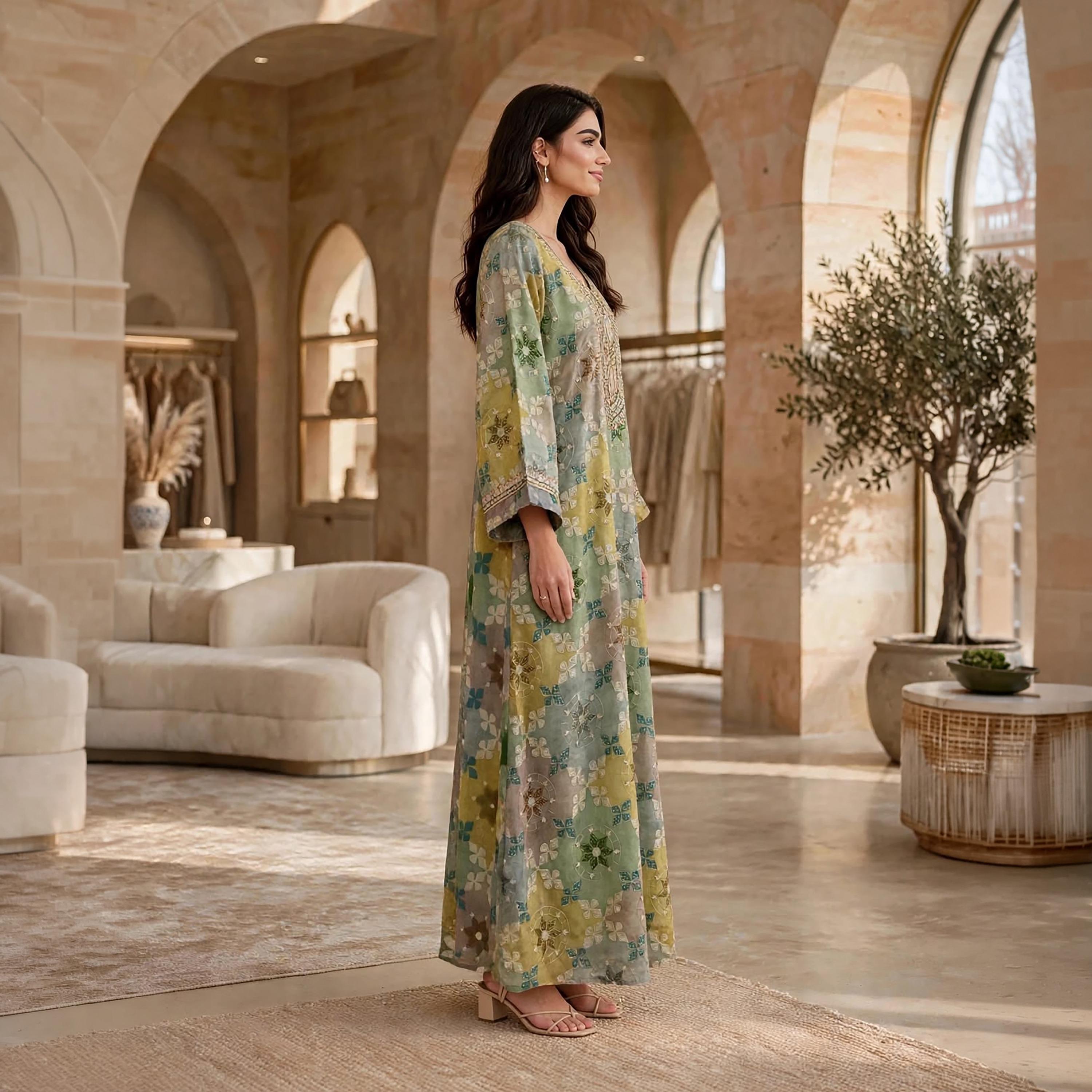 جلابية حريمي بطبعة هندسية من إيككسا-women-arabicclothing-jalabiyas-image-3