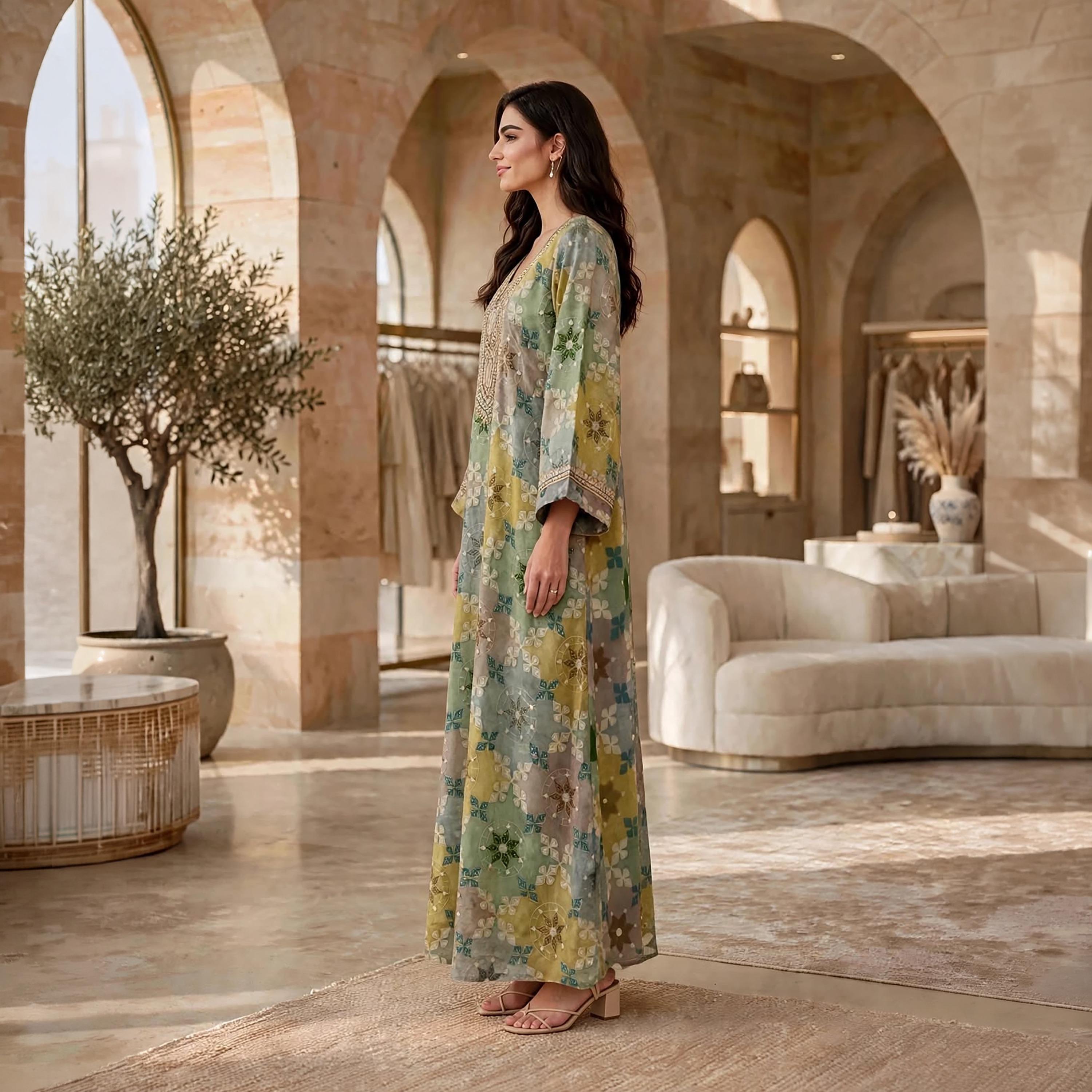 جلابية حريمي بطبعة هندسية من إيككسا-women-arabicclothing-jalabiyas-image-4
