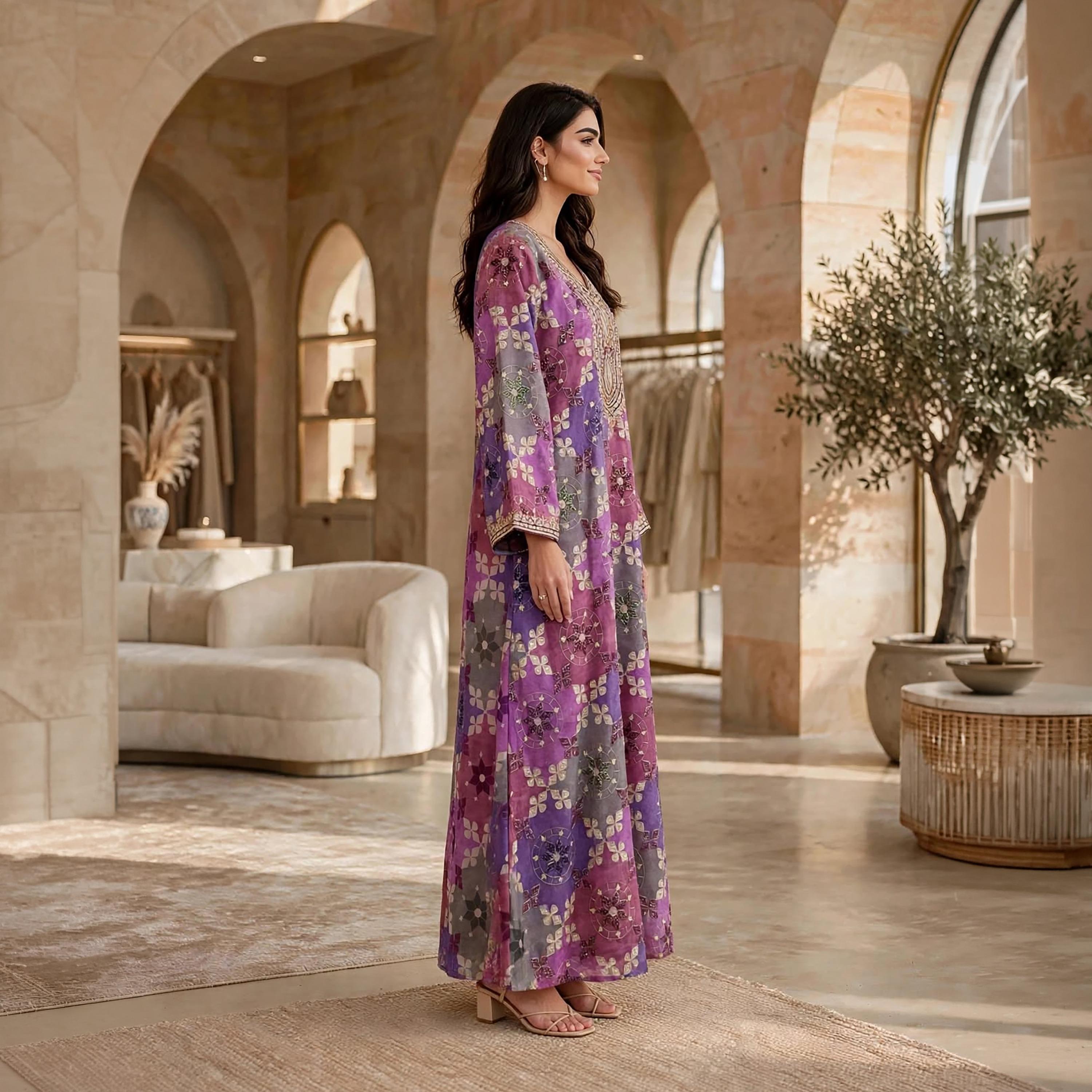 IKKXA Geometric Print Women's Jalabiya-women-arabicclothing-jalabiyas-image-8