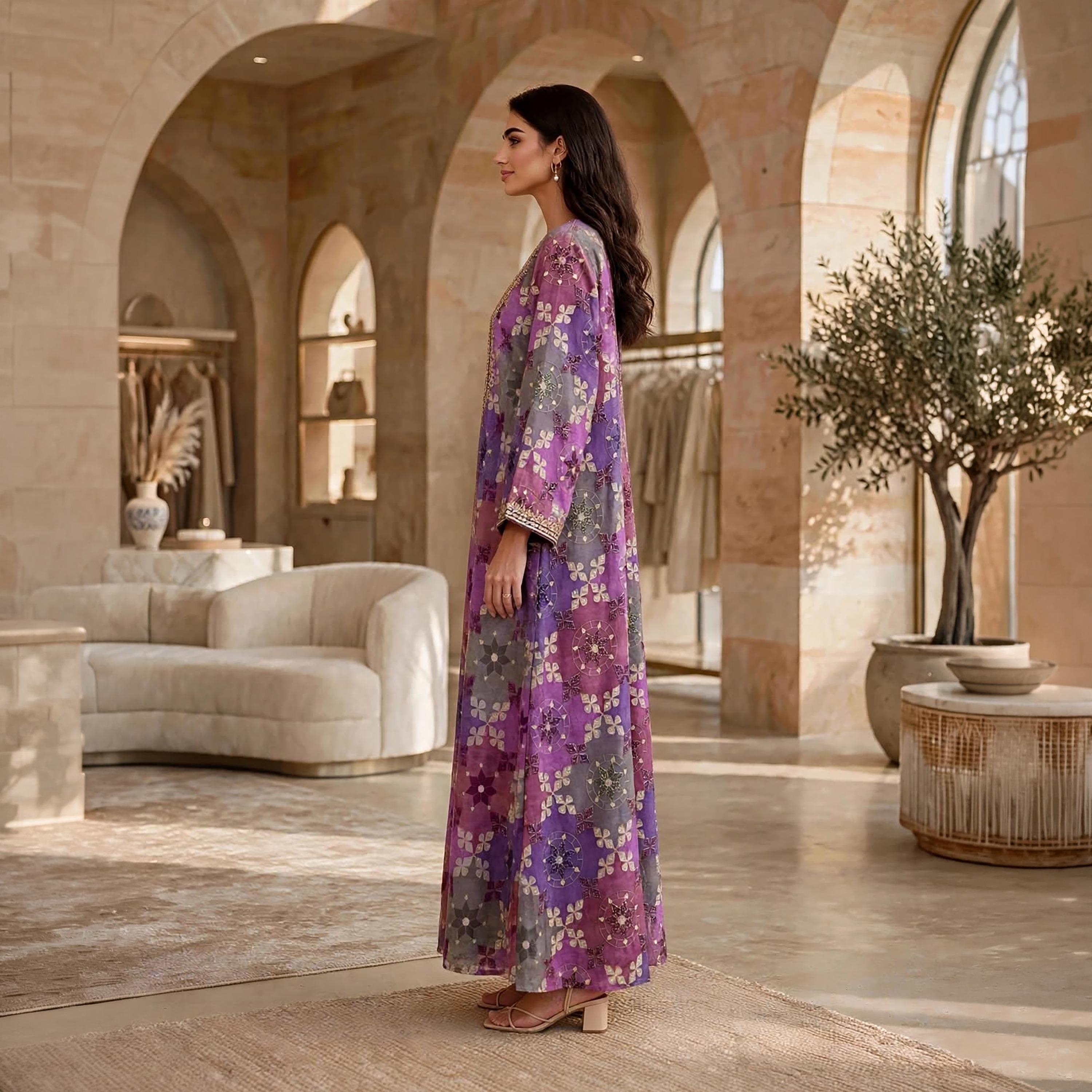 جلابية حريمي بطبعة هندسية من إيككسا-women-arabicclothing-jalabiyas-image-4