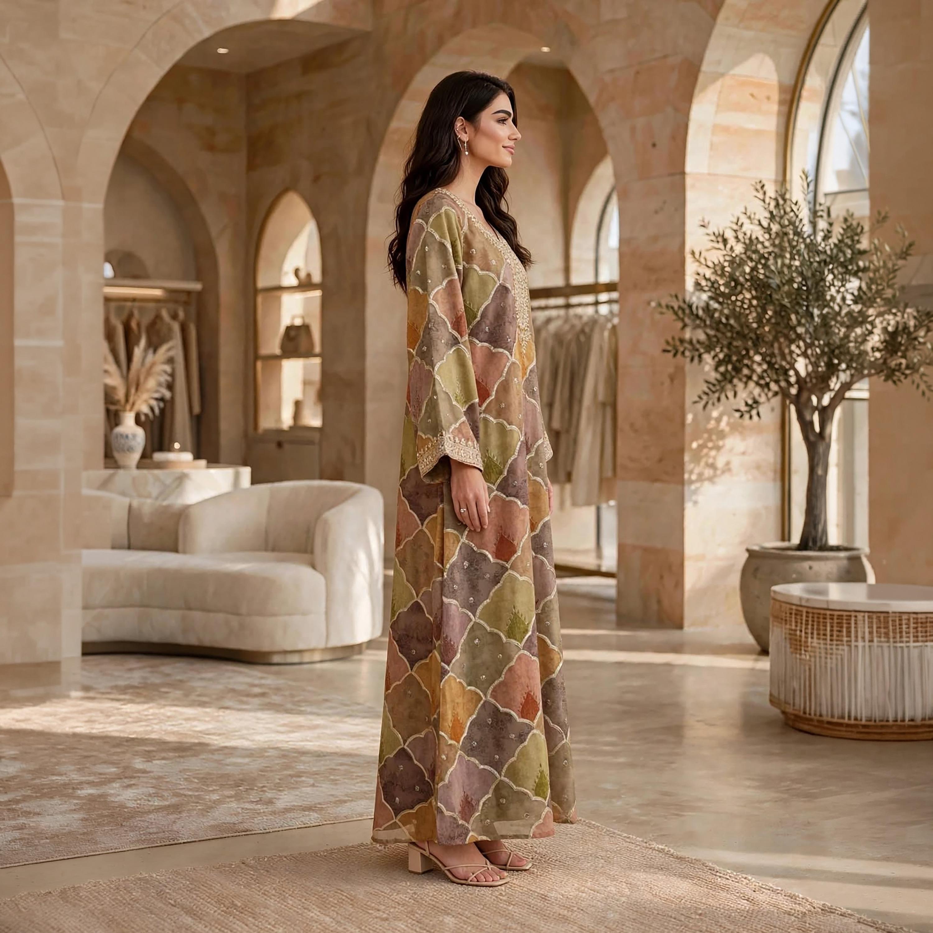 IKKXA Geometric Print Women's Jalabiya-women-arabicclothing-jalabiyas-image-3