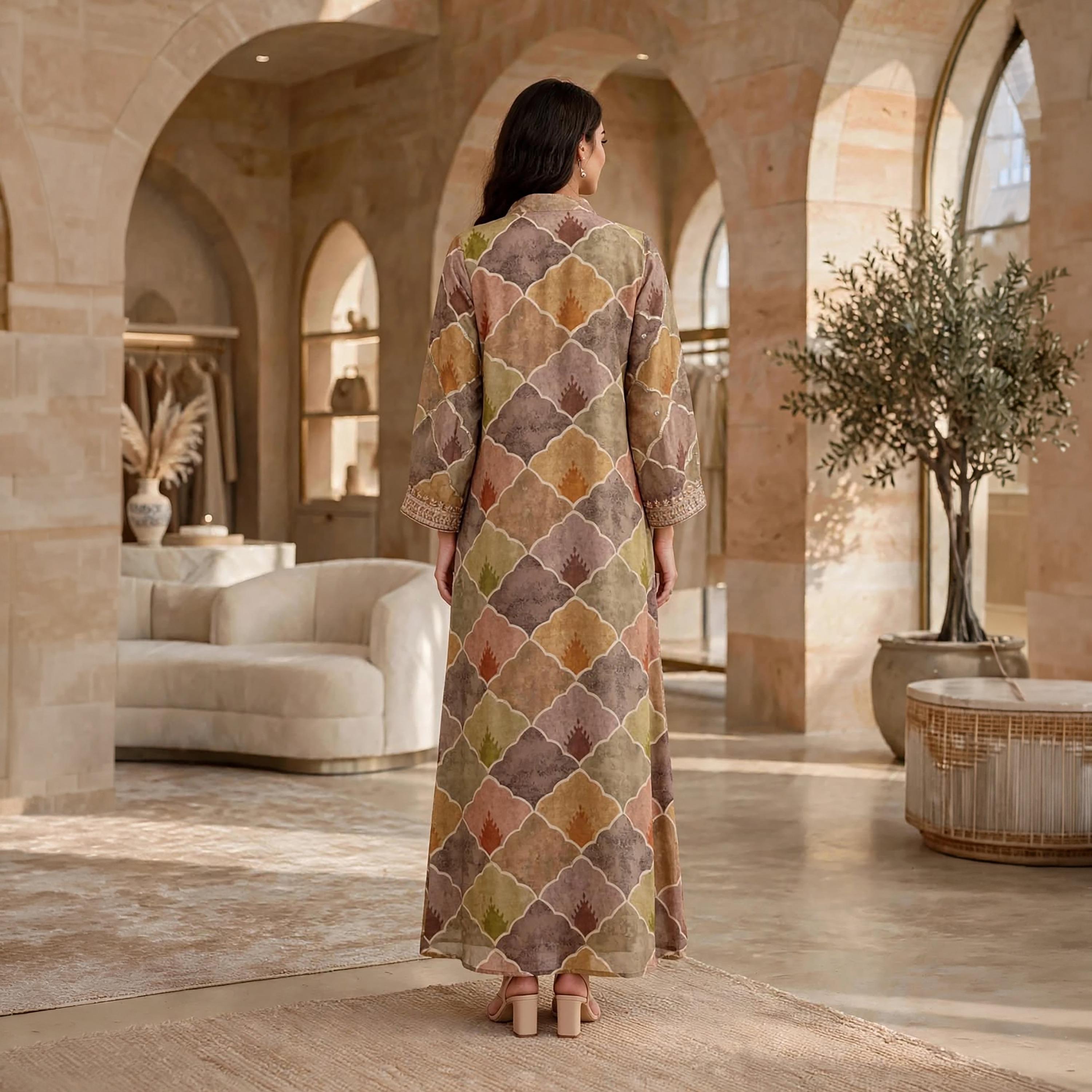 IKKXA Geometric Print Women's Jalabiya-women-arabicclothing-jalabiyas-image-10