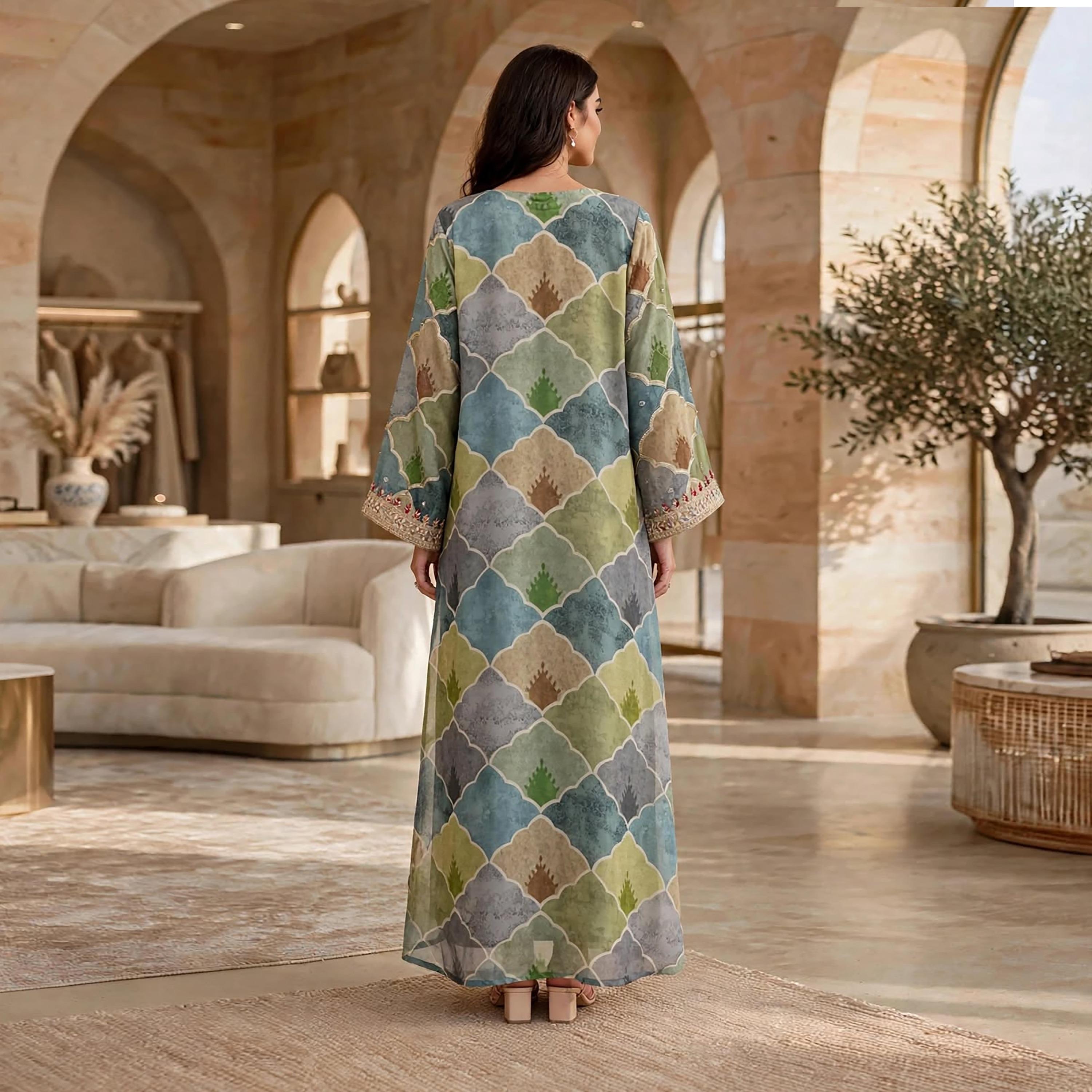 IKKXA Geometric Print Women's Jalabiya-women-arabicclothing-jalabiyas-image-5