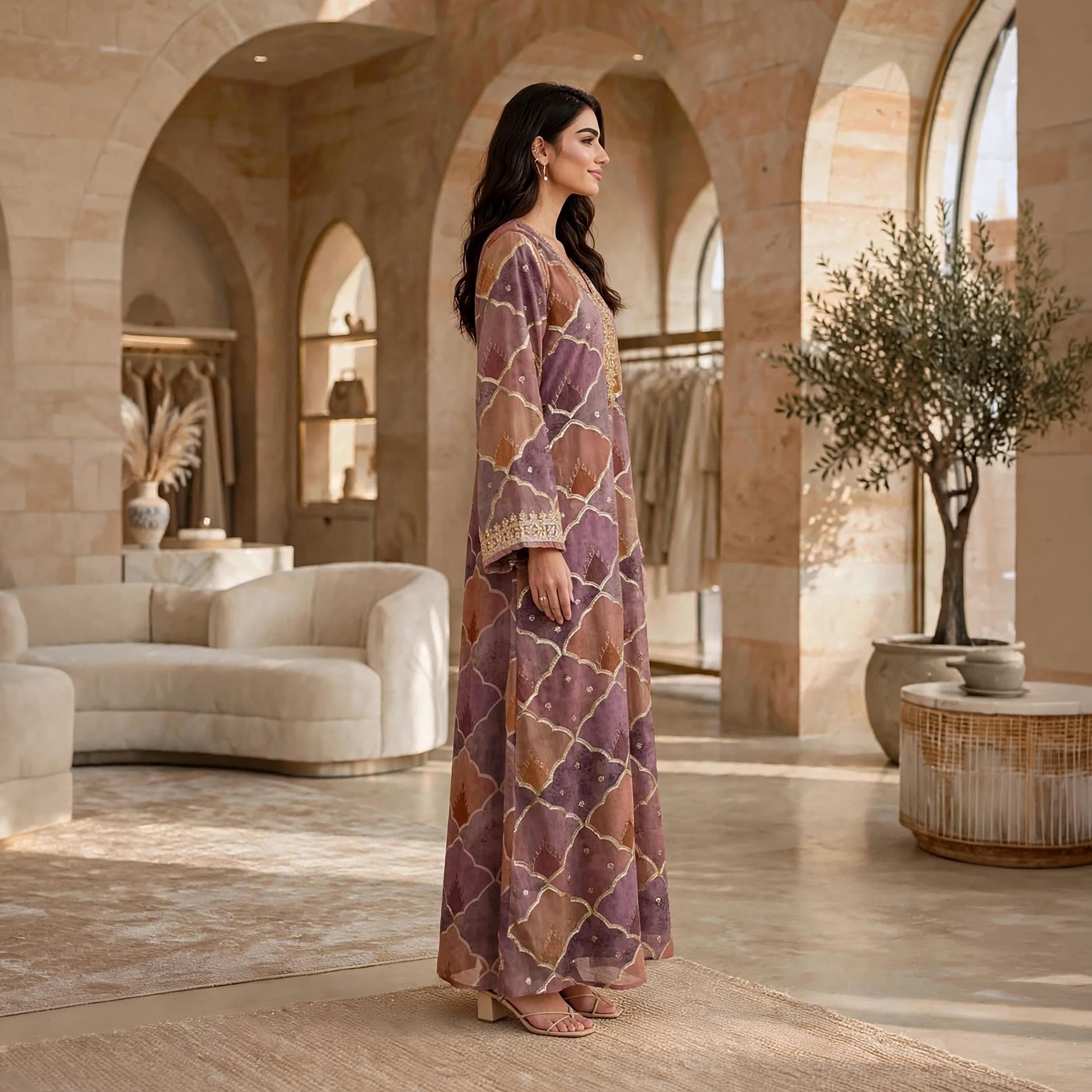 IKKXA Geometric Print Women's Jalabiya-women-arabicclothing-jalabiyas-image-3