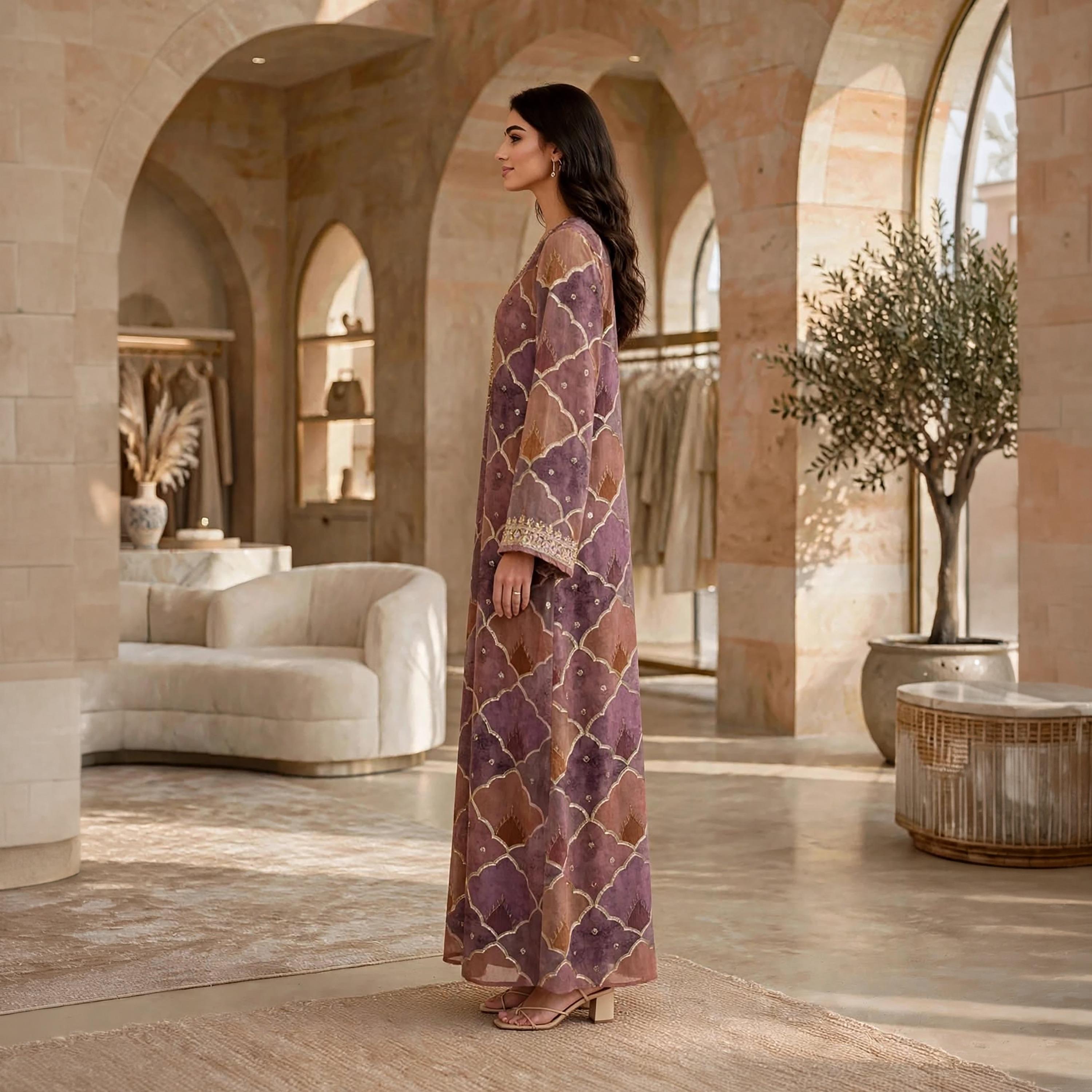 IKKXA Geometric Print Women's Jalabiya-women-arabicclothing-jalabiyas-image-4