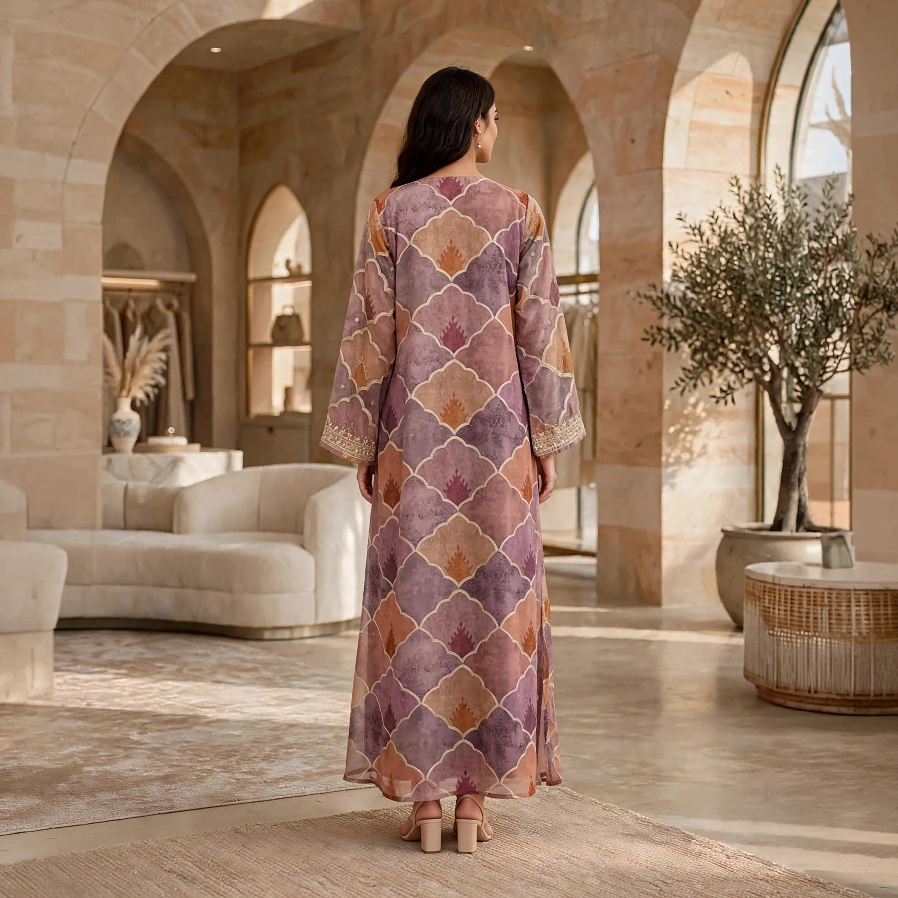 IKKXA Geometric Print Women's Jalabiya-women-arabicclothing-jalabiyas-image-5