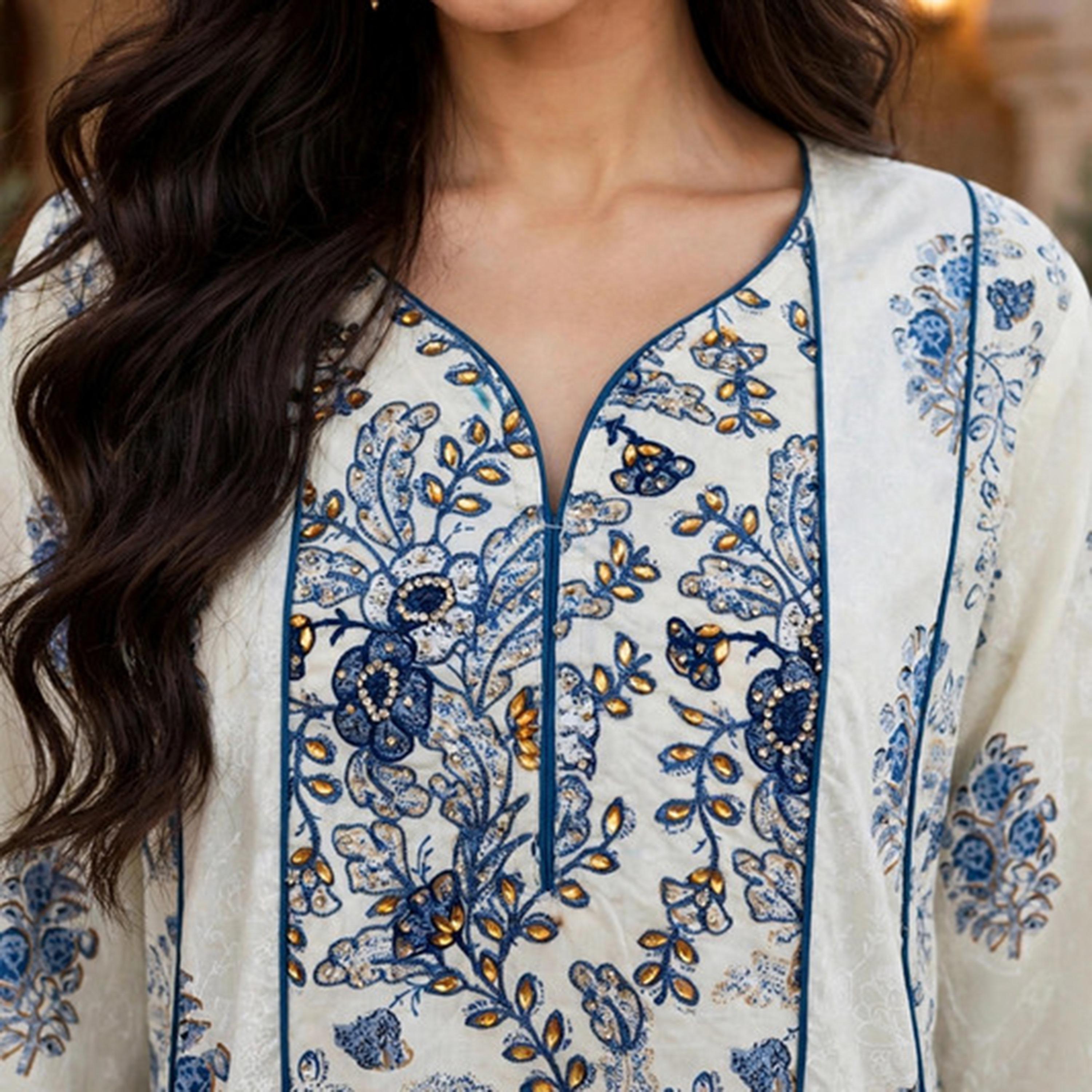 IKKXA Floral Print Embroidered Yoke Women's Jalabiya-women-arabicclothing-jalabiyas-image-2