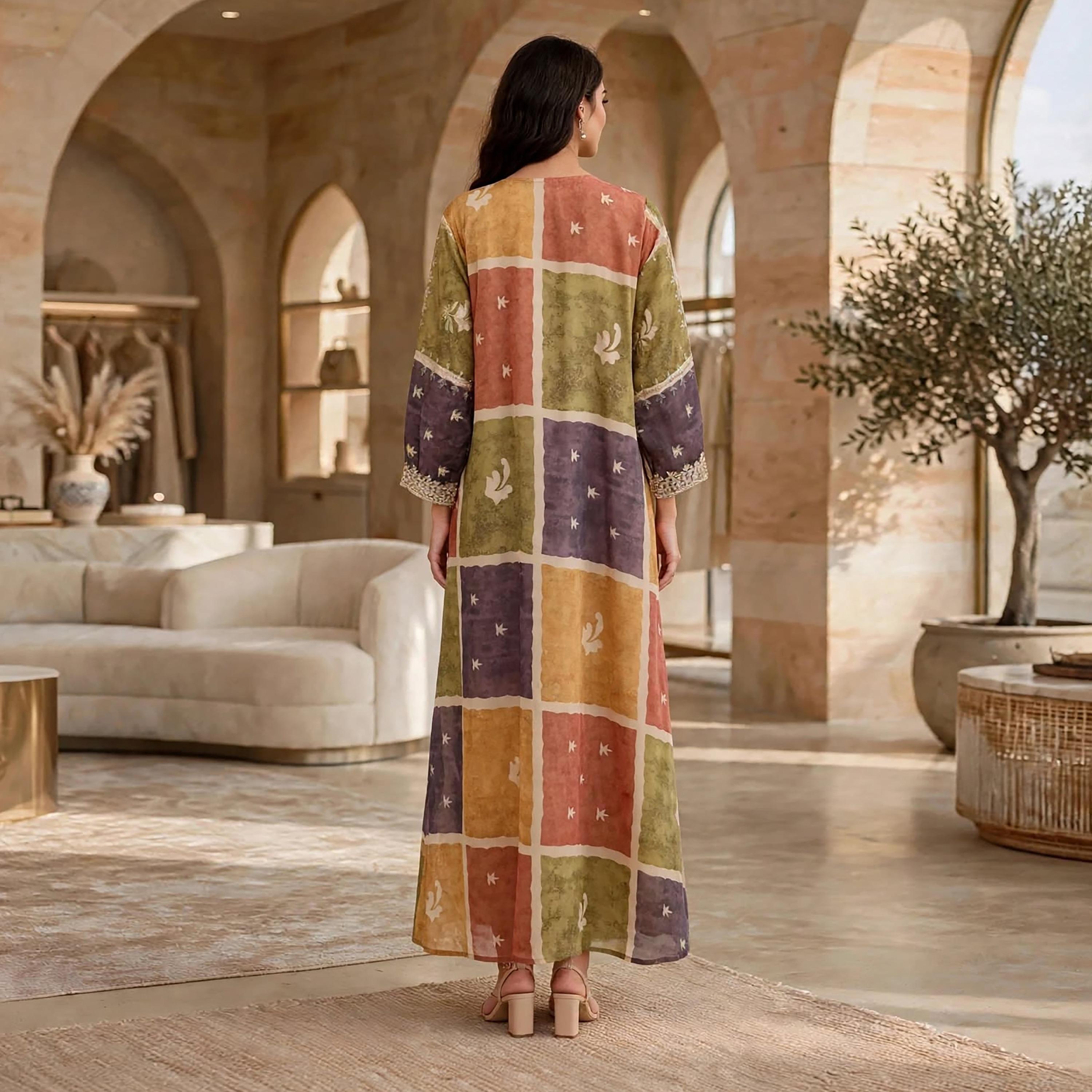 IKKXA Color-Blocked Wide Sleeves Women's Jalabiya-women-arabicclothing-jalabiyas-image-5