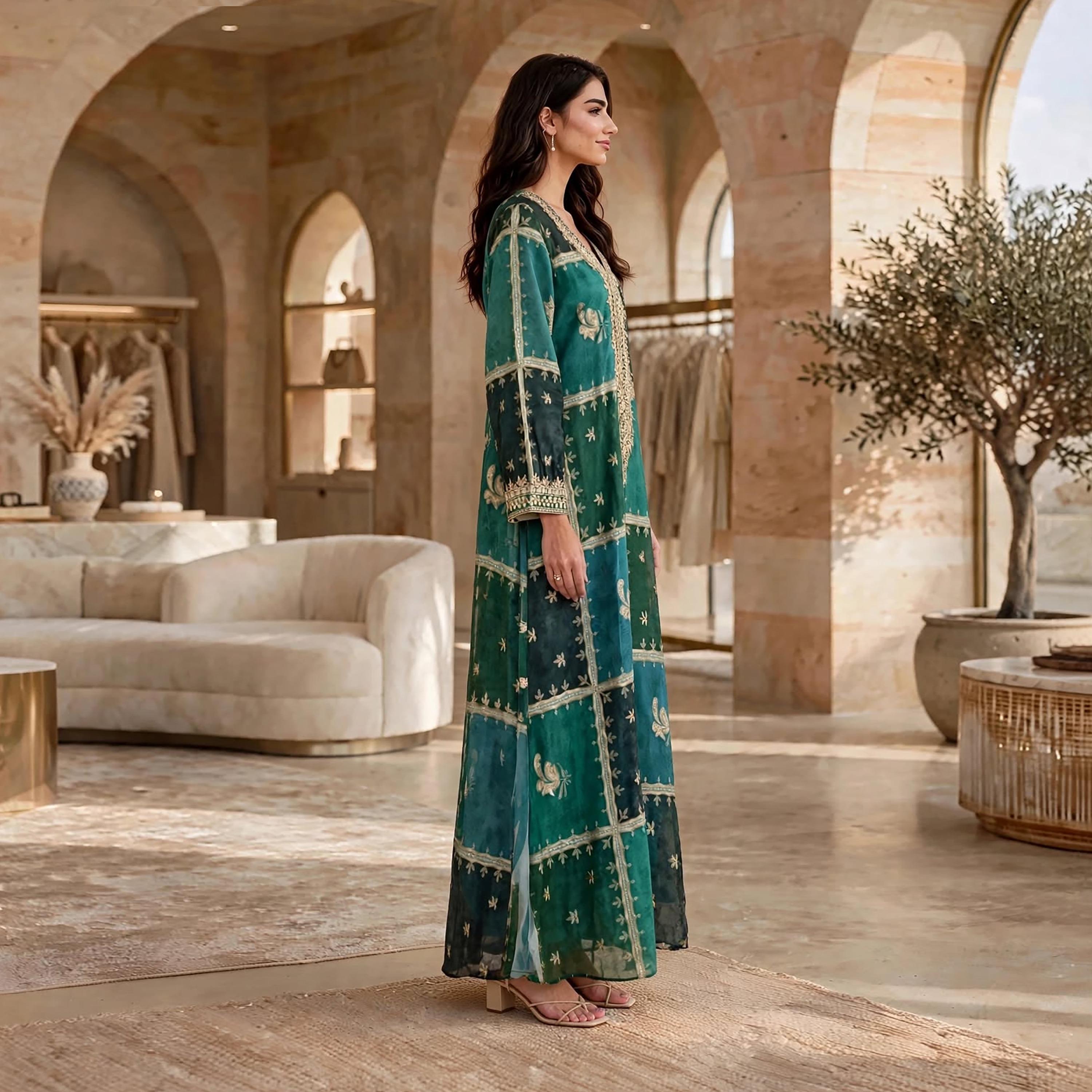 IKKXA Color-Blocked Wide Sleeves Women's Jalabiya-women-arabicclothing-jalabiyas-image-8