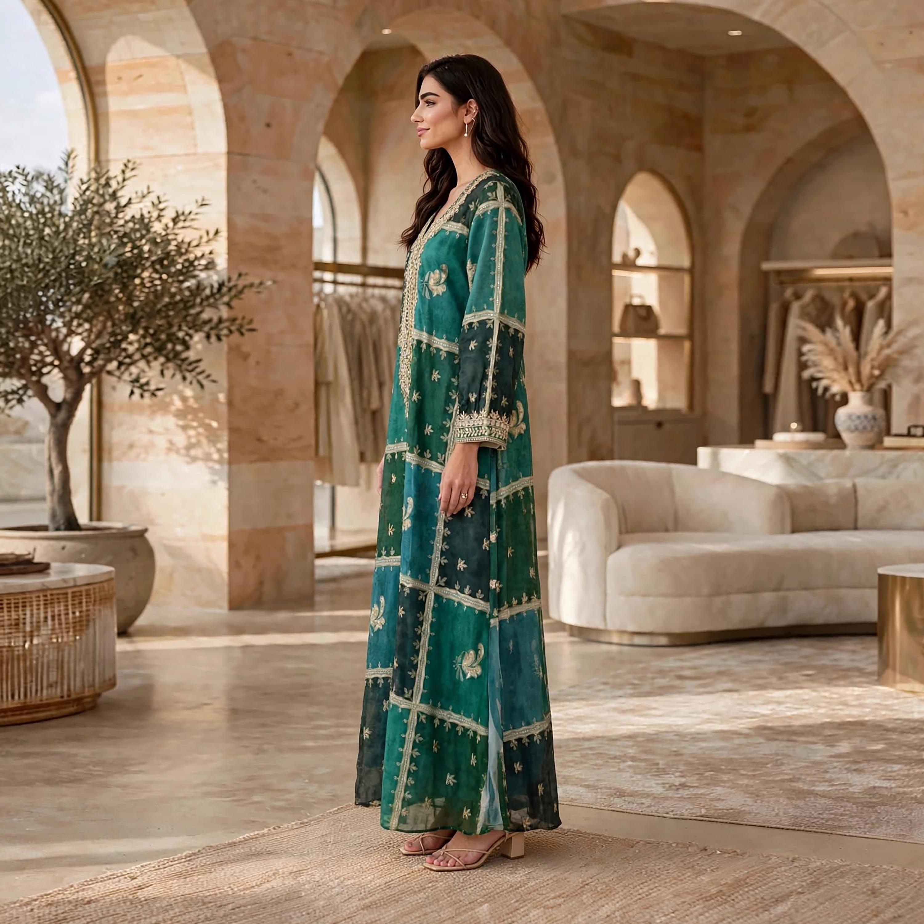IKKXA Color-Blocked Wide Sleeves Women's Jalabiya-women-arabicclothing-jalabiyas-image-9