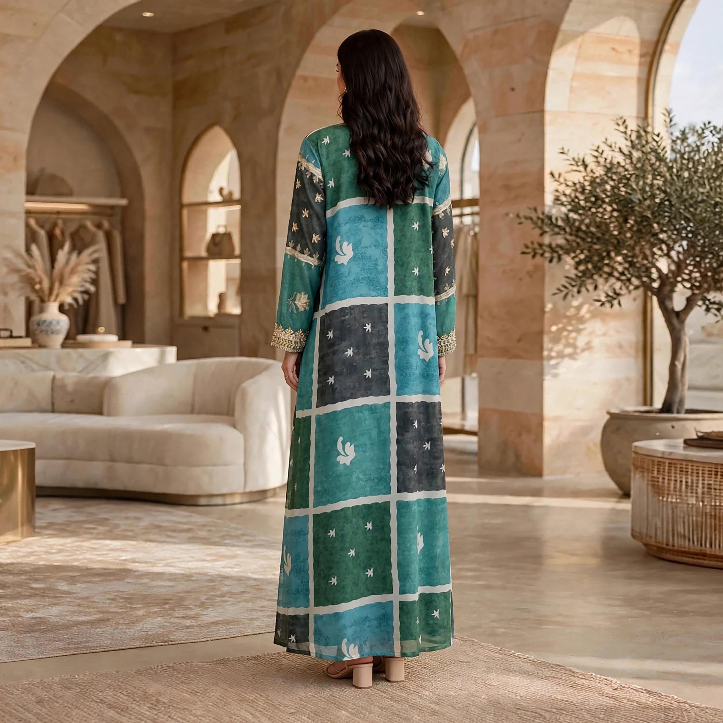 IKKXA Color-Blocked Wide Sleeves Women's Jalabiya-women-arabicclothing-jalabiyas-image-10