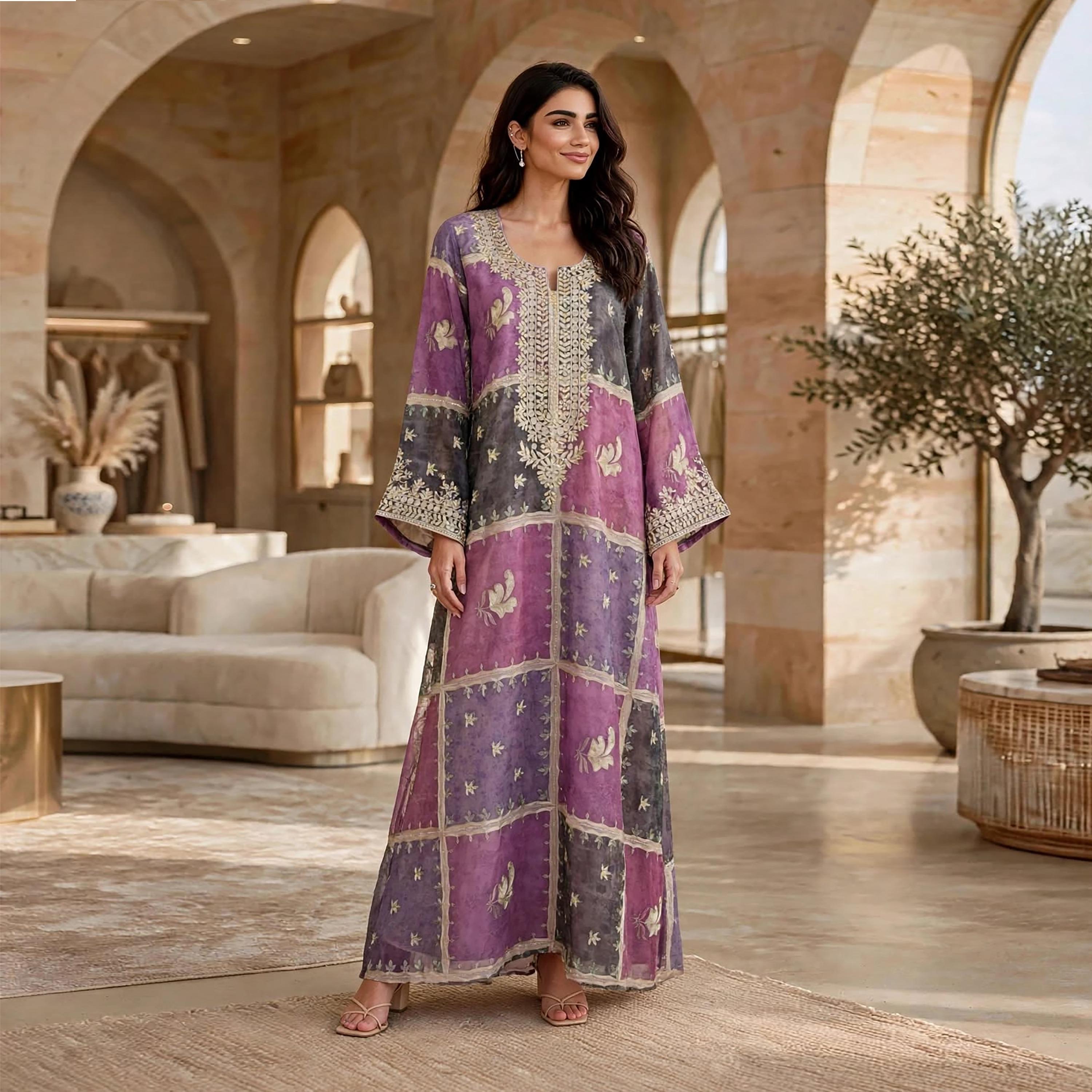 IKKXA Color-Blocked Wide Sleeves Women's Jalabiya-women-arabicclothing-jalabiyas-image-11