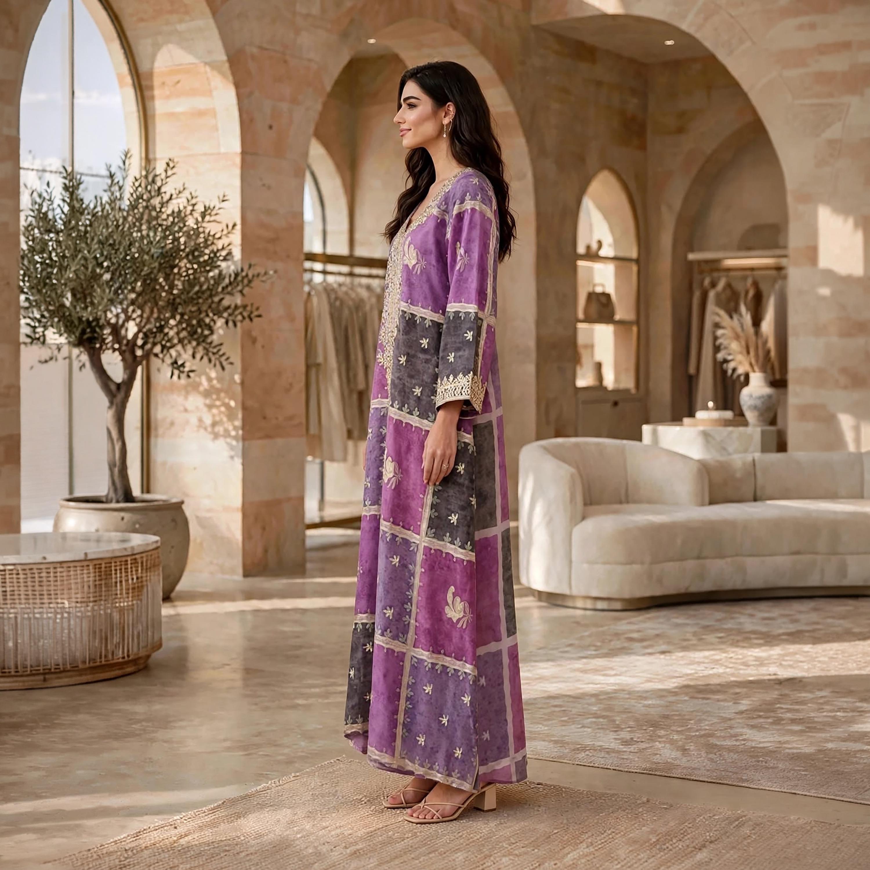 IKKXA Color-Blocked Wide Sleeves Women's Jalabiya-women-arabicclothing-jalabiyas-image-14