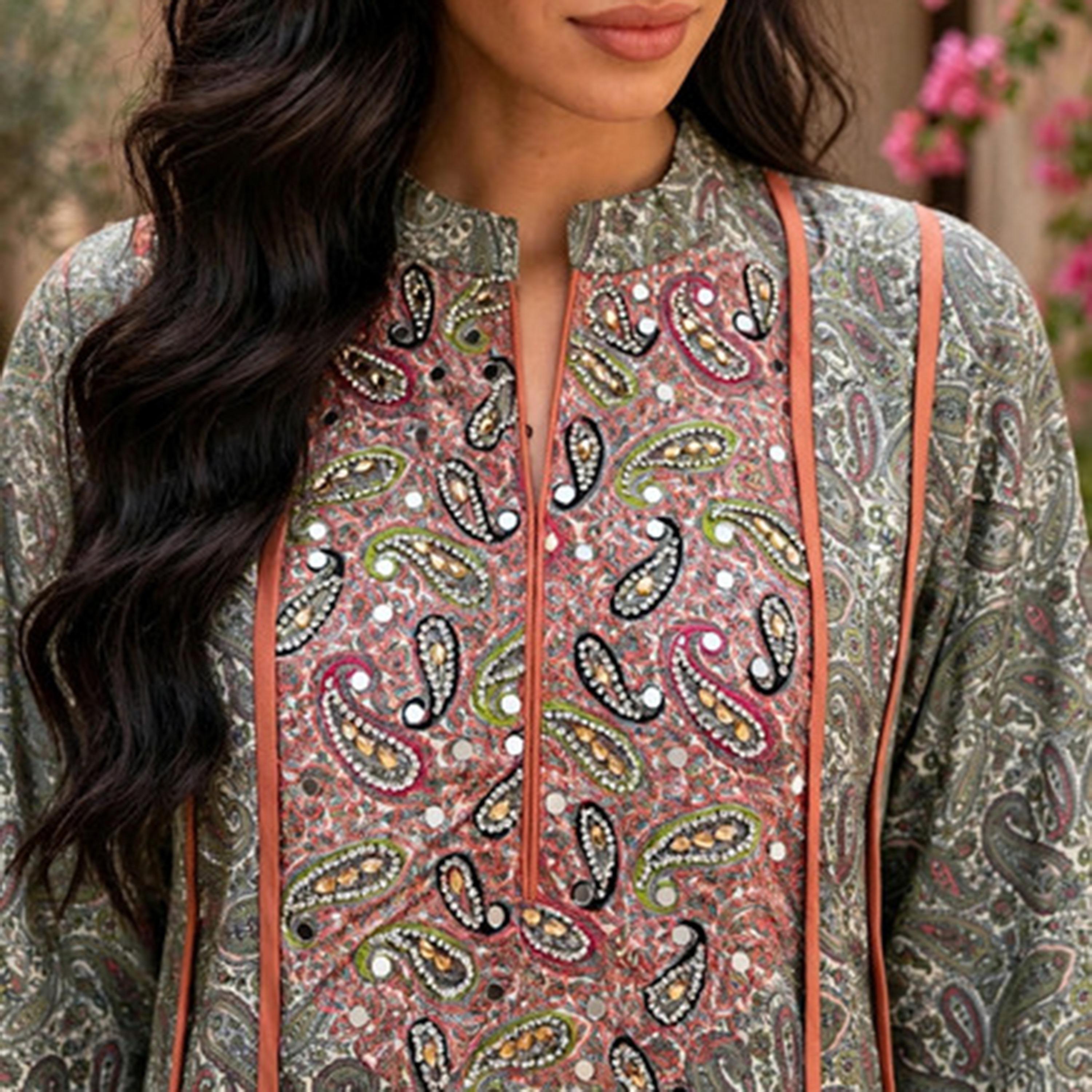IKKXA All-Over Paisley Print Flared Sleeves Women's Jalabiya-women-arabicclothing-jalabiyas-image-12