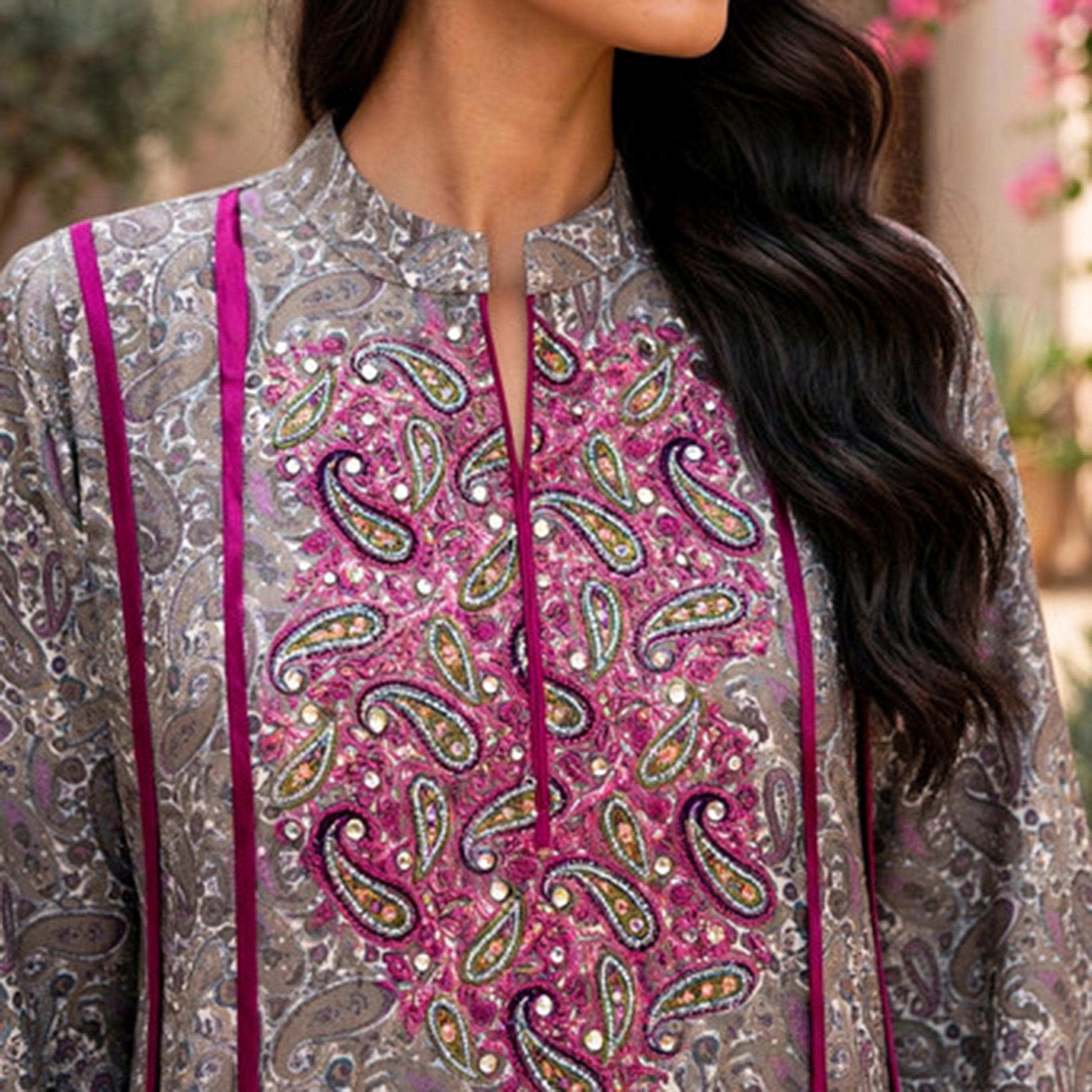 IKKXA All-Over Paisley Print Flared Sleeves Women's Jalabiya-women-arabicclothing-jalabiyas-image-2