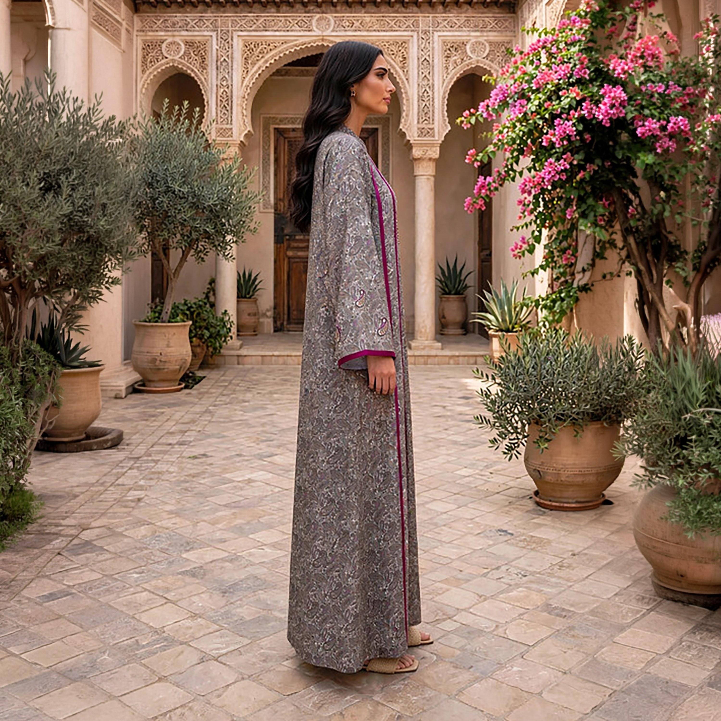 IKKXA All-Over Paisley Print Flared Sleeves Women's Jalabiya-women-arabicclothing-jalabiyas-image-4
