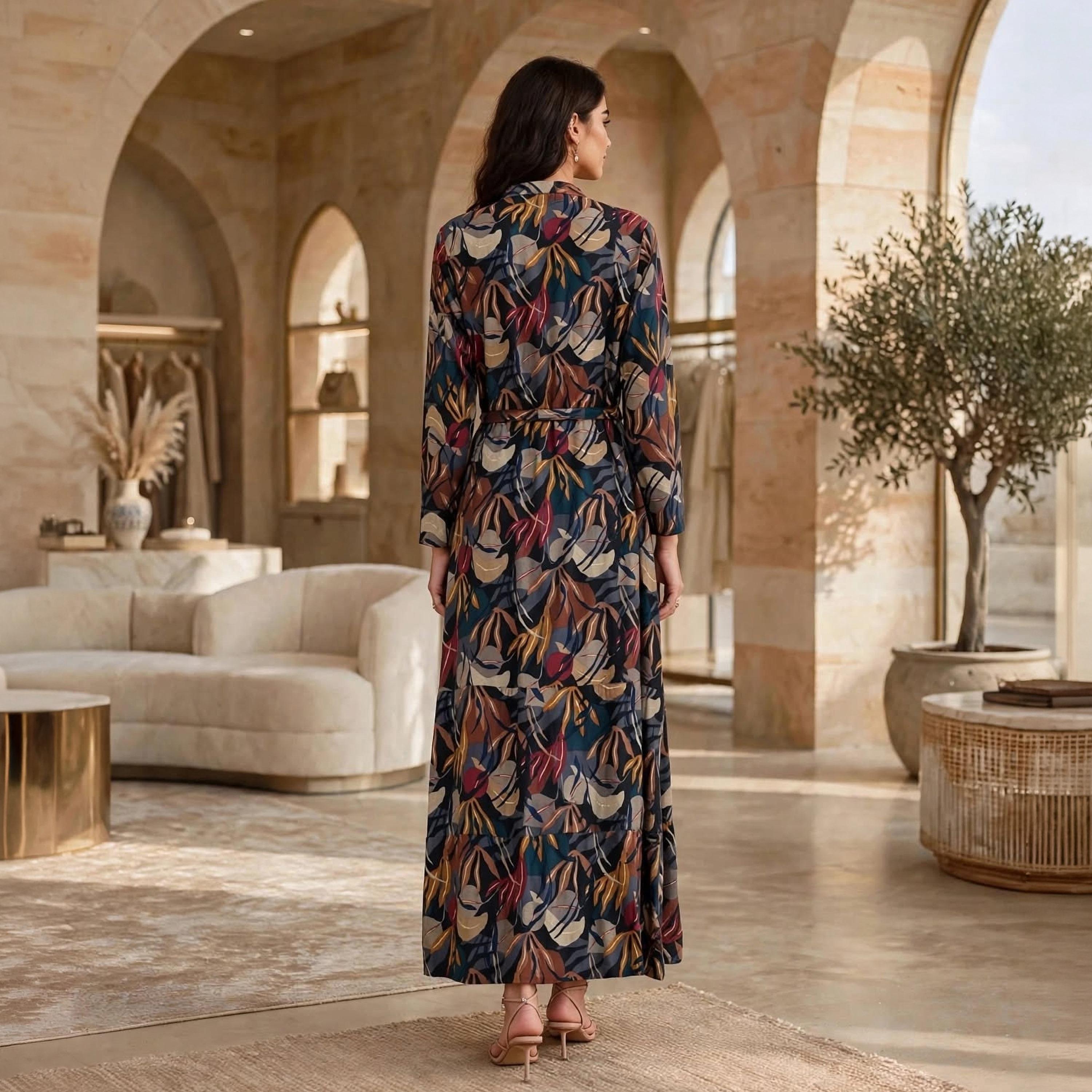 IKKXA Beaded Mandarin Collar Women's Tiered Jalabiya-women-arabicclothing-jalabiyas-image-5