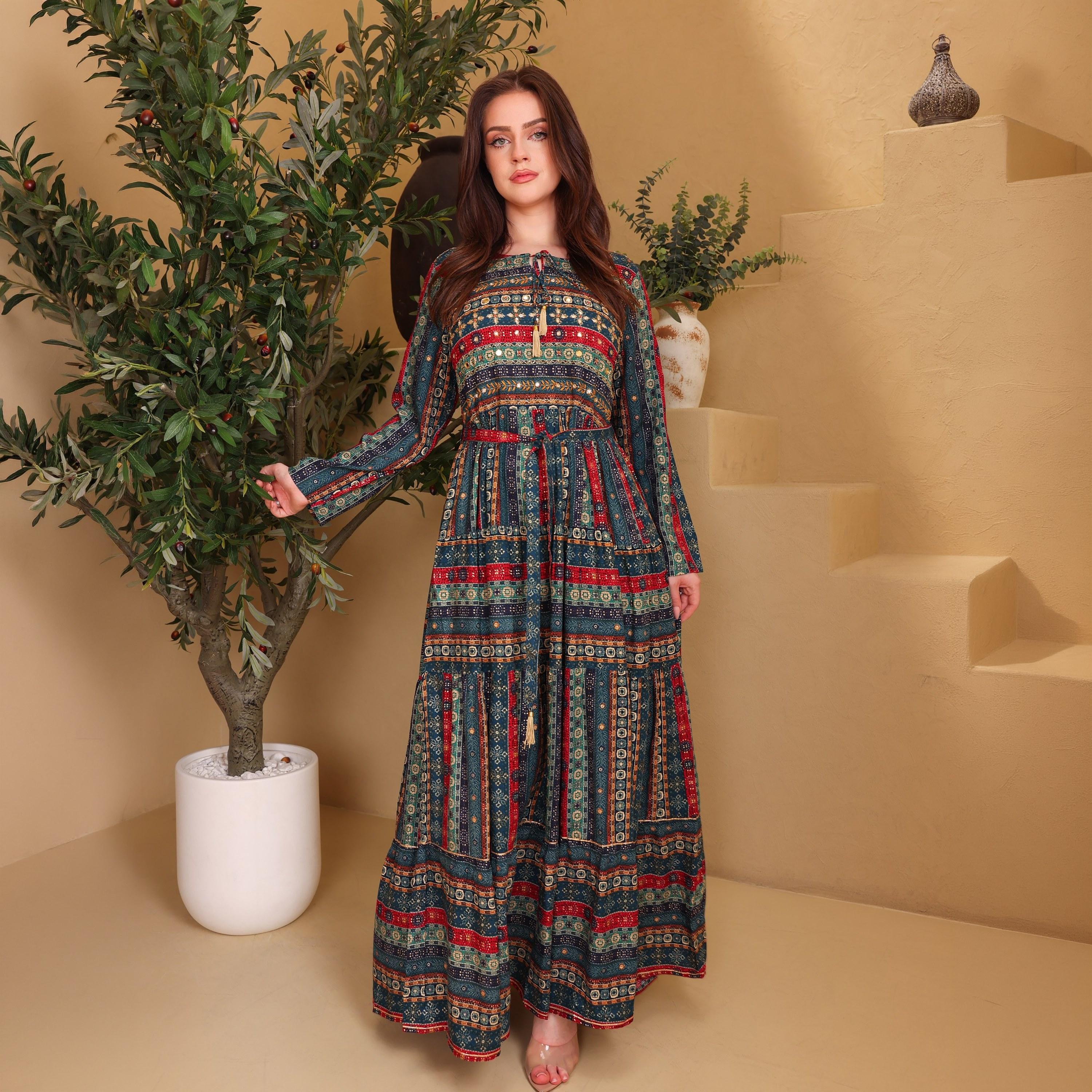 IKKXA Ethnic Print Women's Fit and Flared Jalabiya-women-arabicclothing-jalabiyas-image-1
