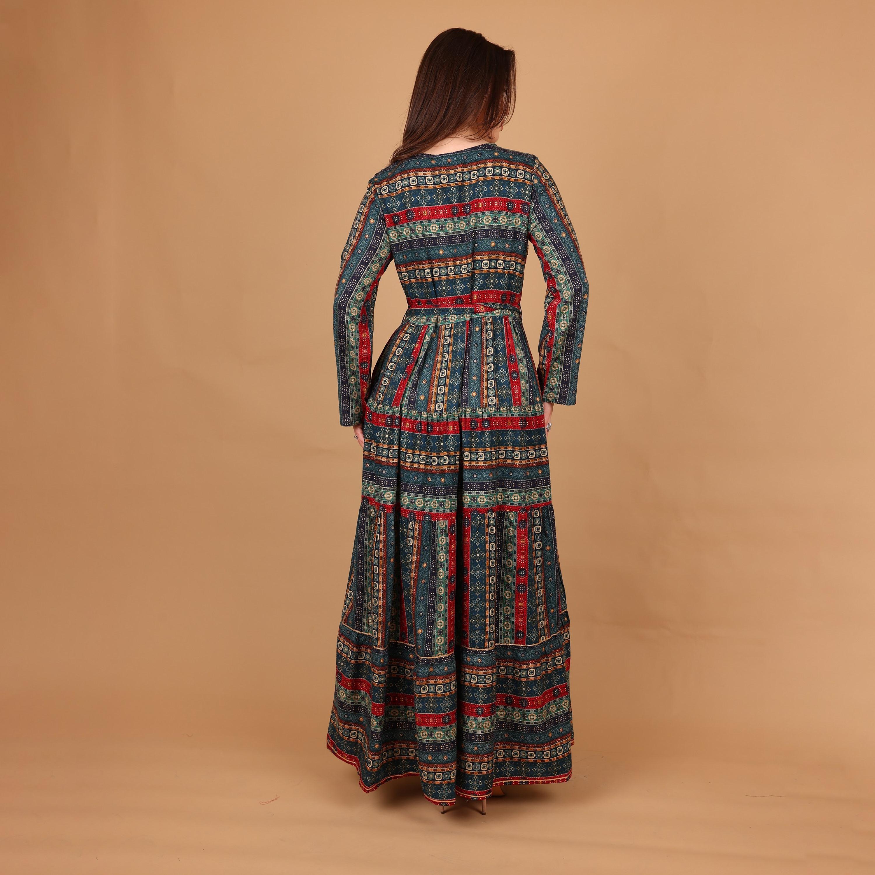 IKKXA Ethnic Print Women's Fit and Flared Jalabiya-women-arabicclothing-jalabiyas-image-5