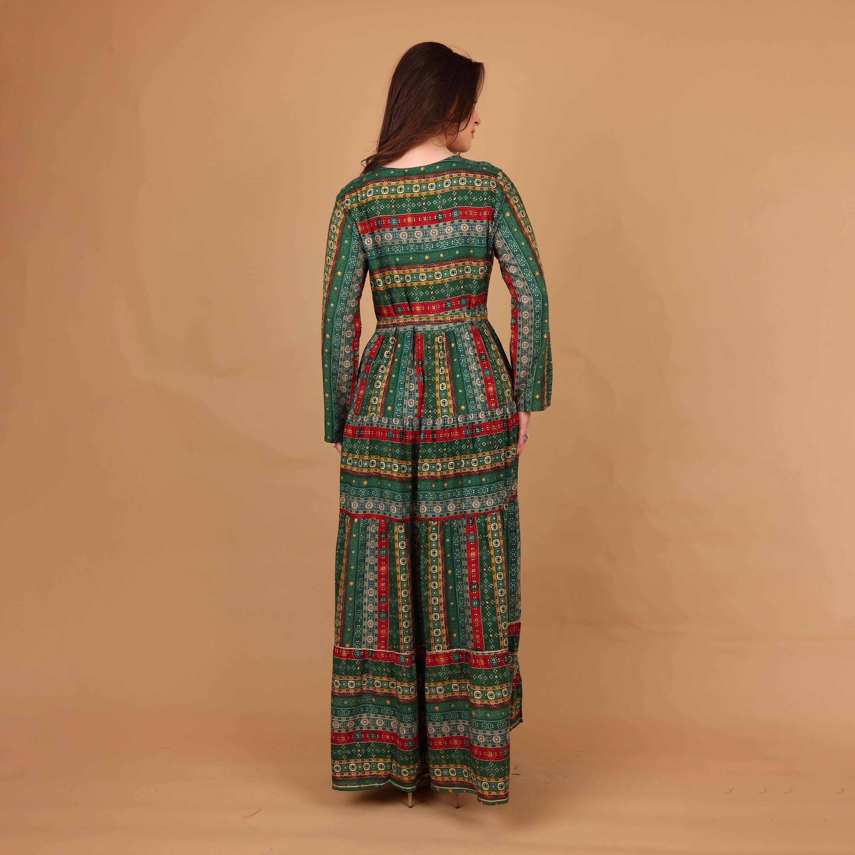 IKKXA Ethnic Print Women's Fit and Flared Jalabiya-women-arabicclothing-jalabiyas-image-5