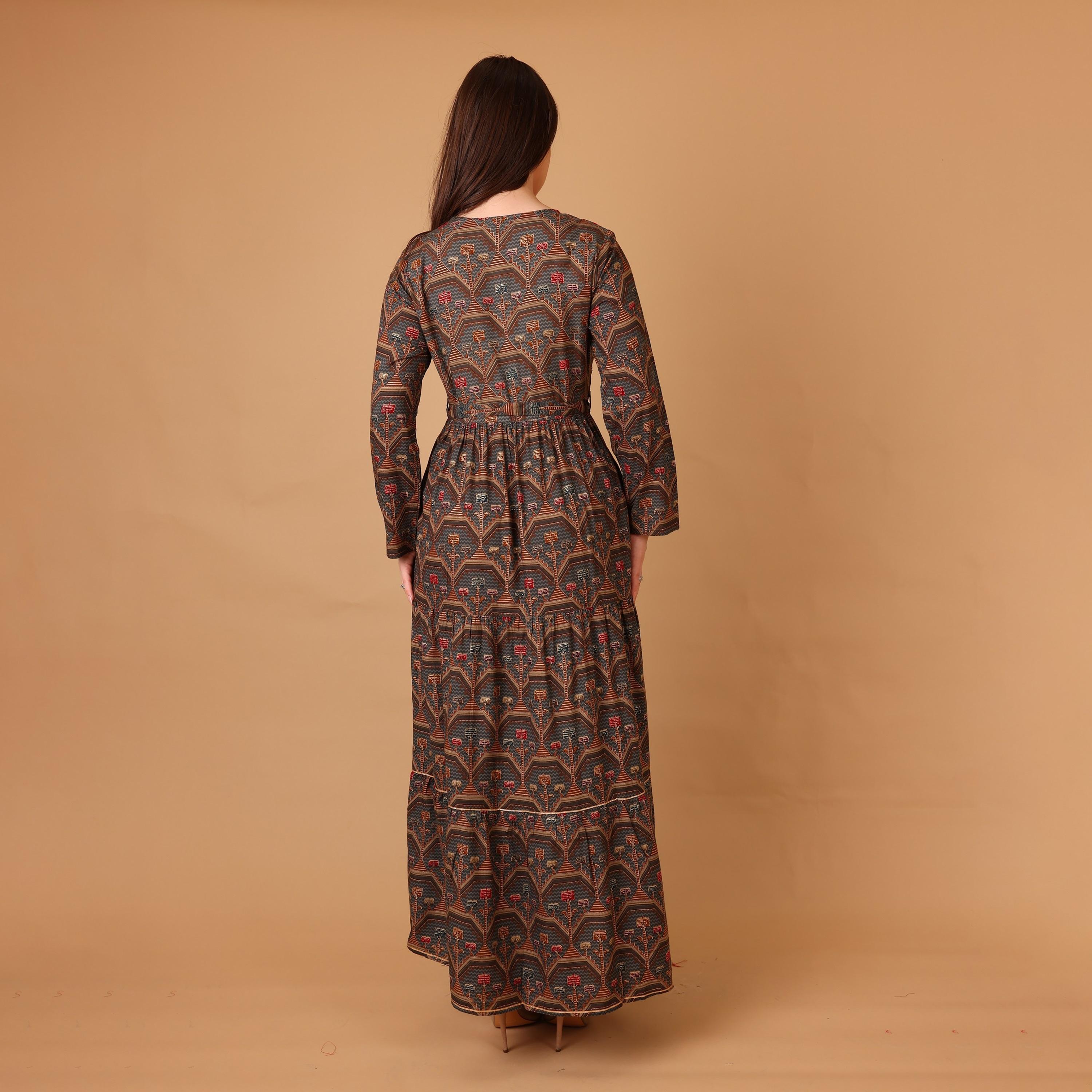 IKKXA Geometric Print & Beaded Women's Fit and Flared Jalabiya-women-arabicclothing-jalabiyas-image-4