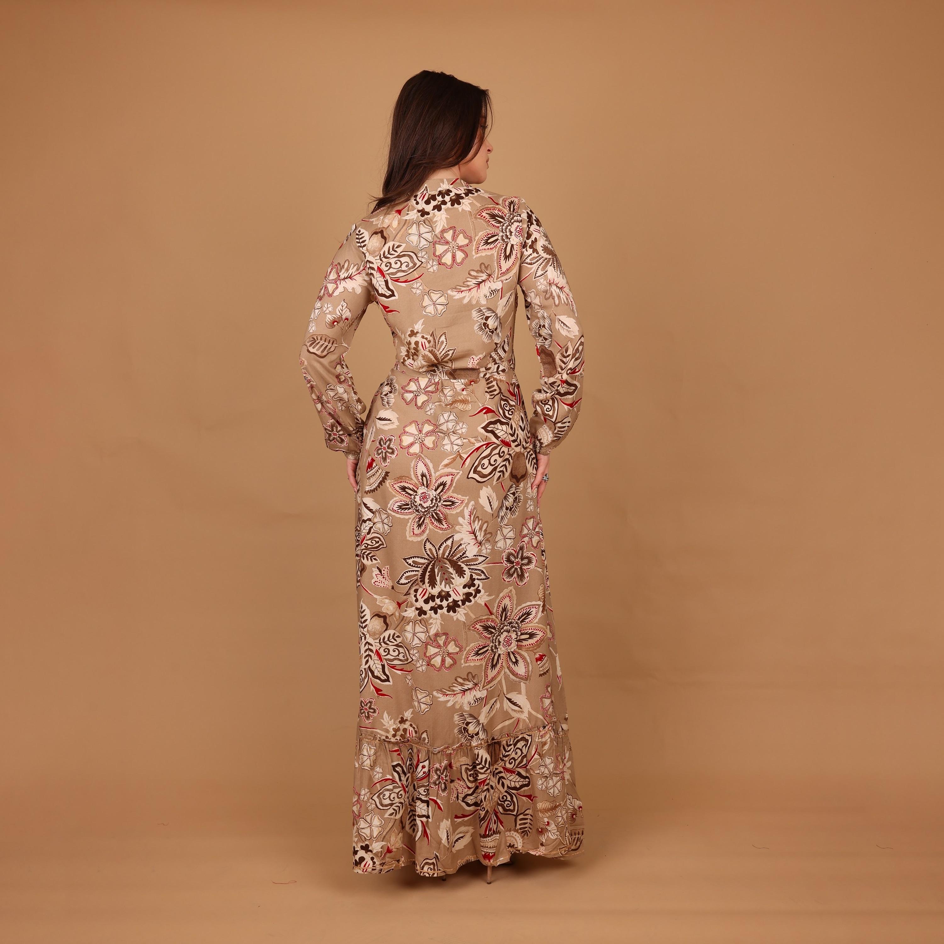 IKKXA Floral Print & Beaded Mandarin Collar Women's Tiered Jalabiya-women-arabicclothing-jalabiyas-image-5