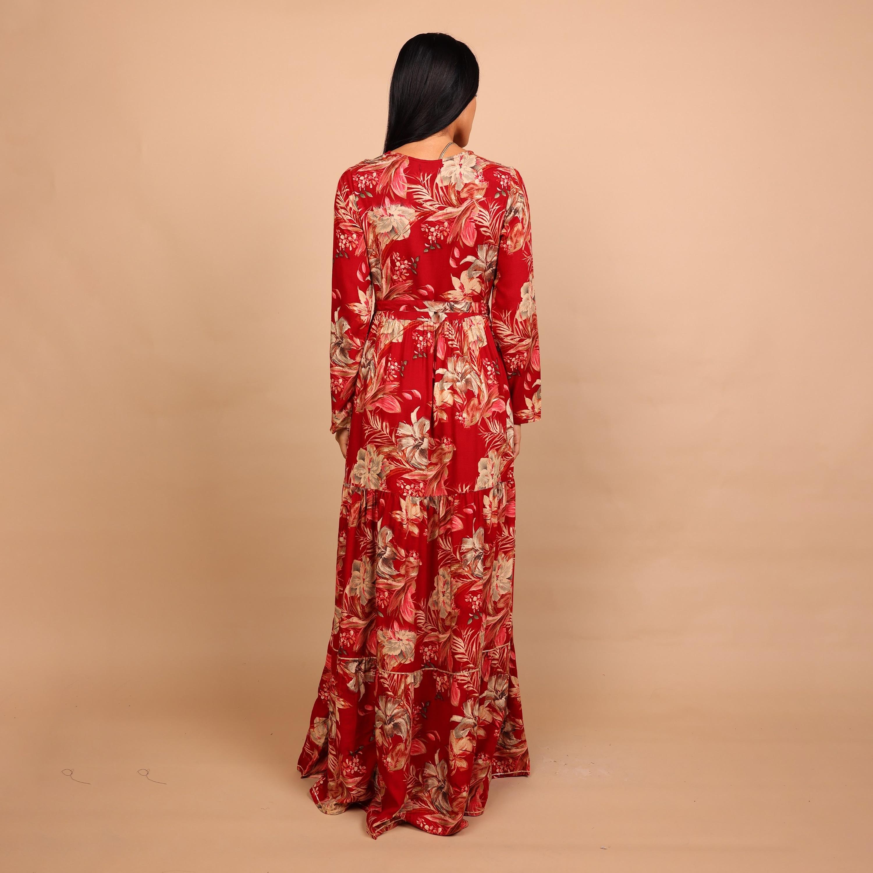 IKKXA Floral Print & Beaded Women's Fit and Flared Jalabiya-women-arabicclothing-jalabiyas-image-5
