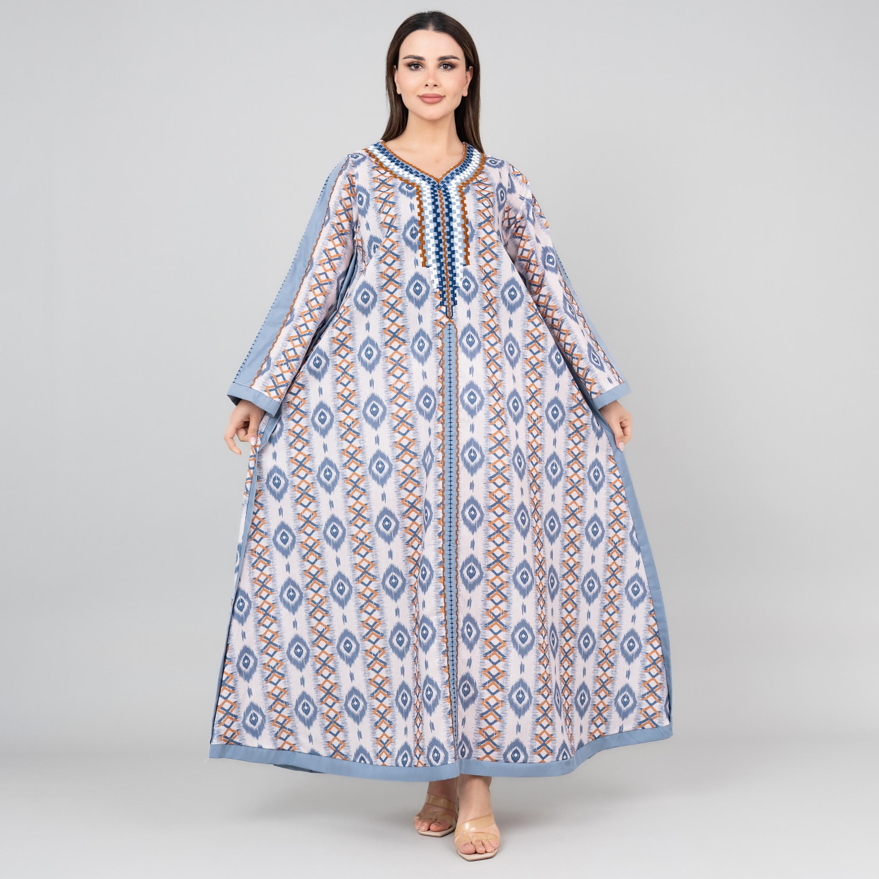 جلابية نسائية مطرزة بنمط تجريدي بأكمام واسعة من إككسا-women-arabicclothing-jalabiyas-image-5