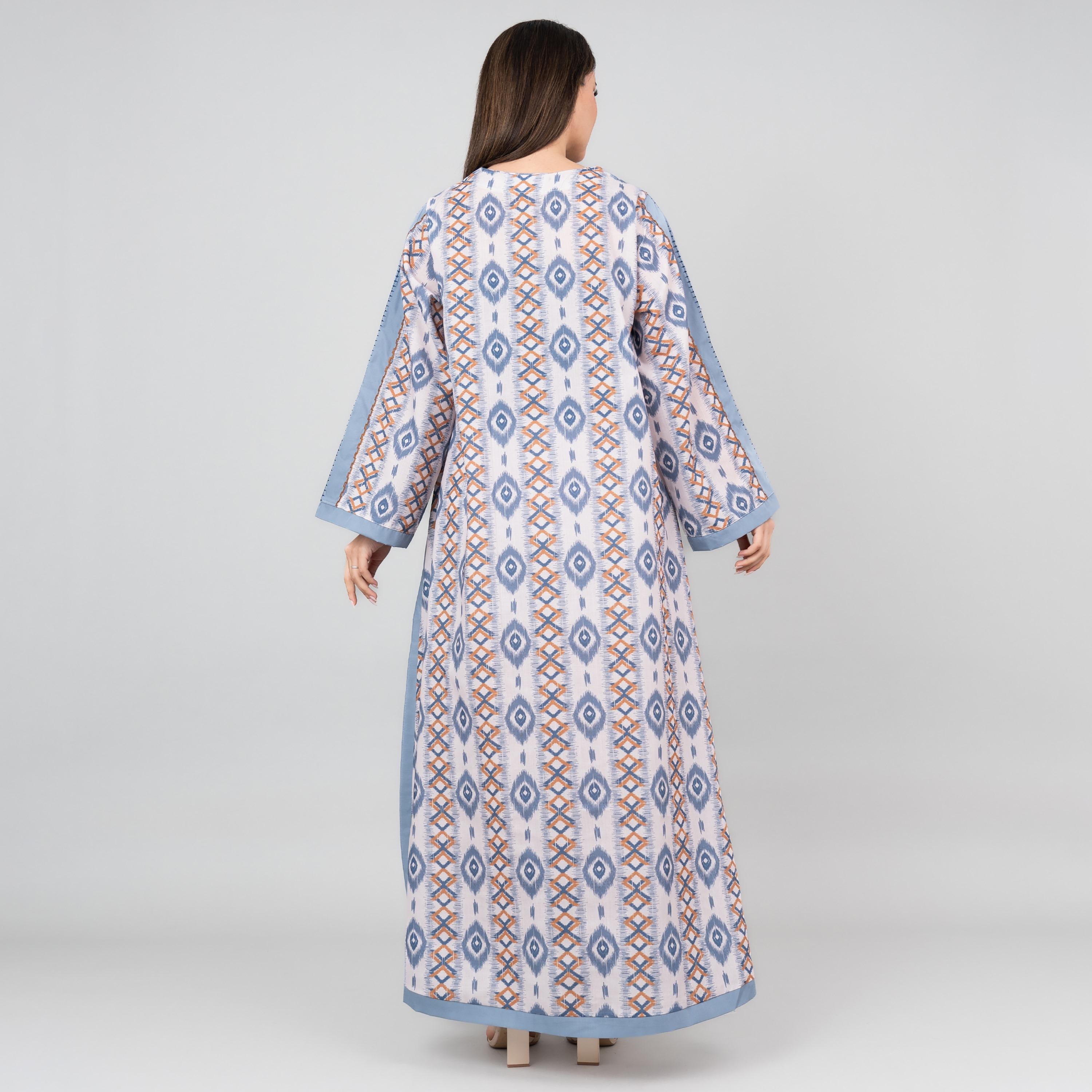 جلابية نسائية مطرزة بنمط تجريدي بأكمام واسعة من إككسا-women-arabicclothing-jalabiyas-image-8